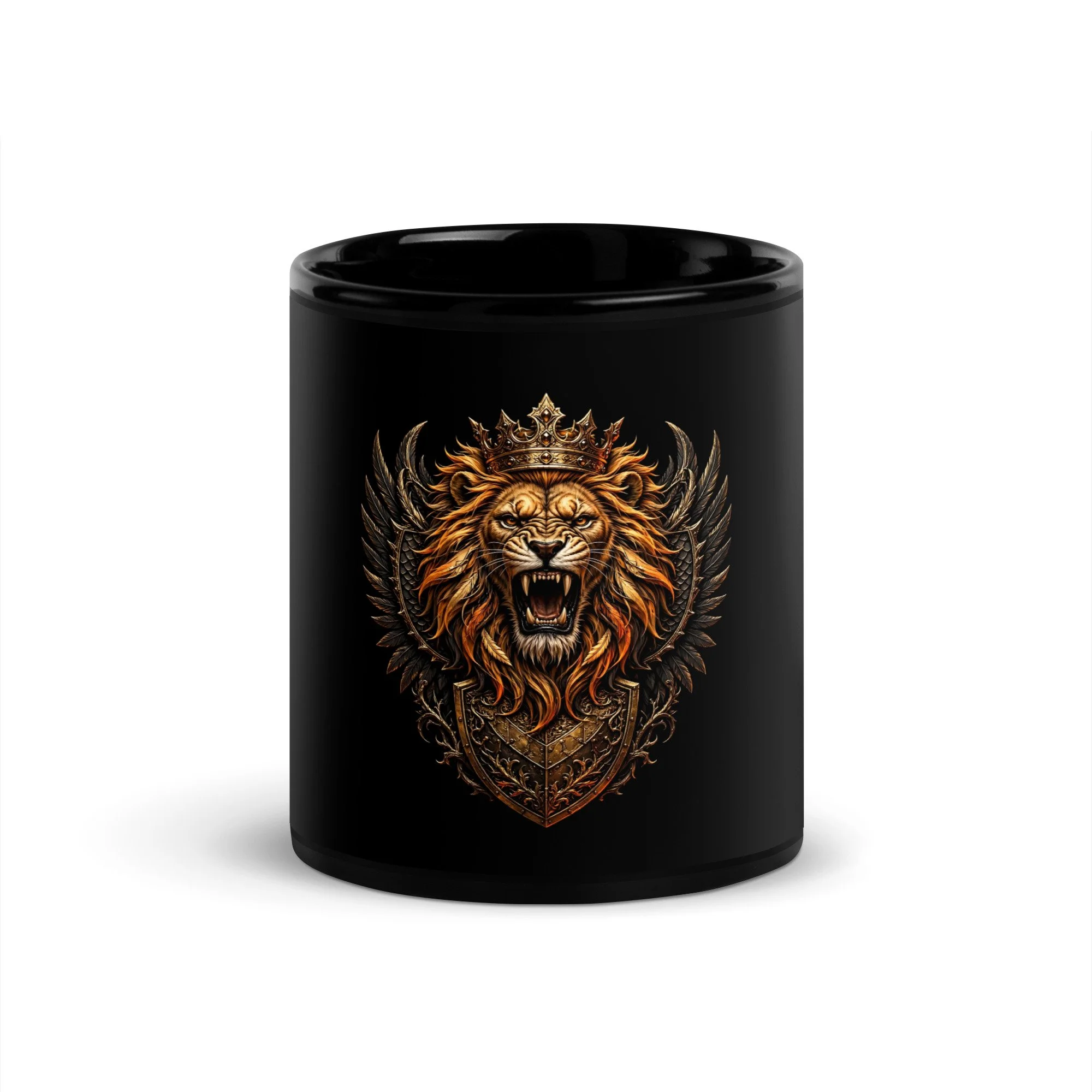Lionheart Crest — Crowned Lion Dark Fantasy Mug