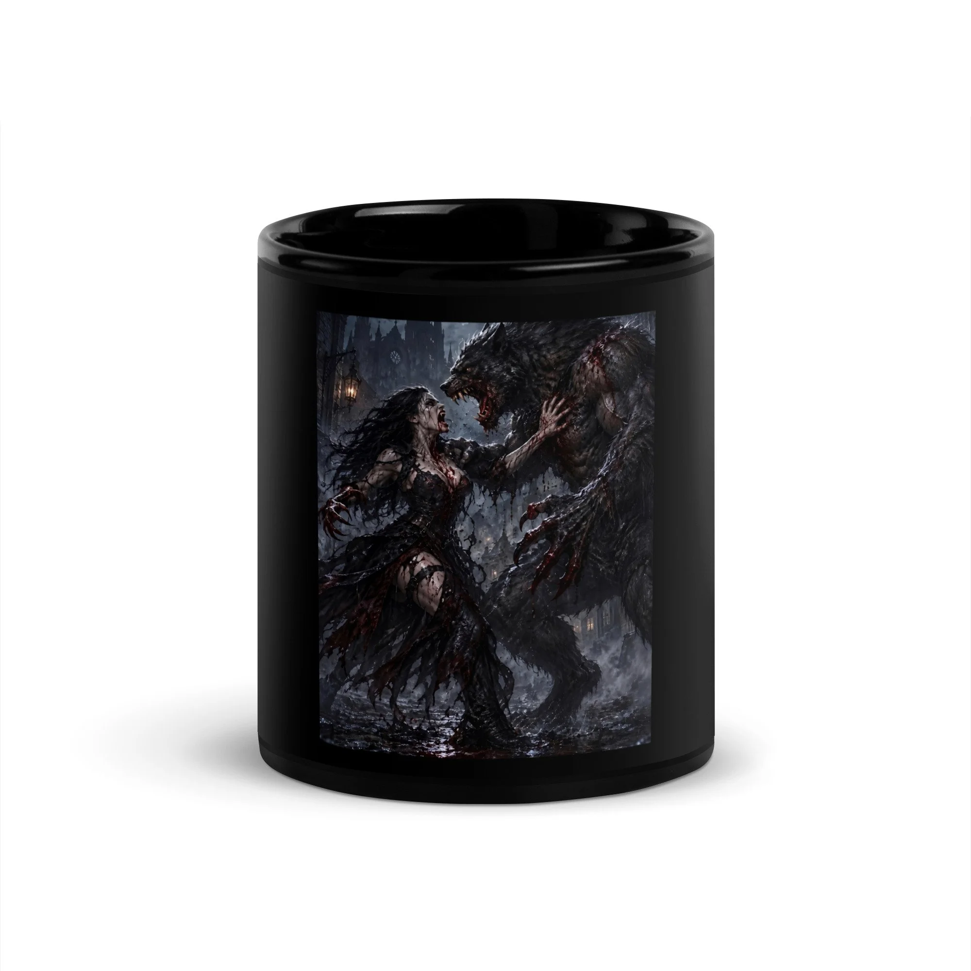 Blood Moon Rising — Vampire vs Werewolf Dark Fantasy Mug