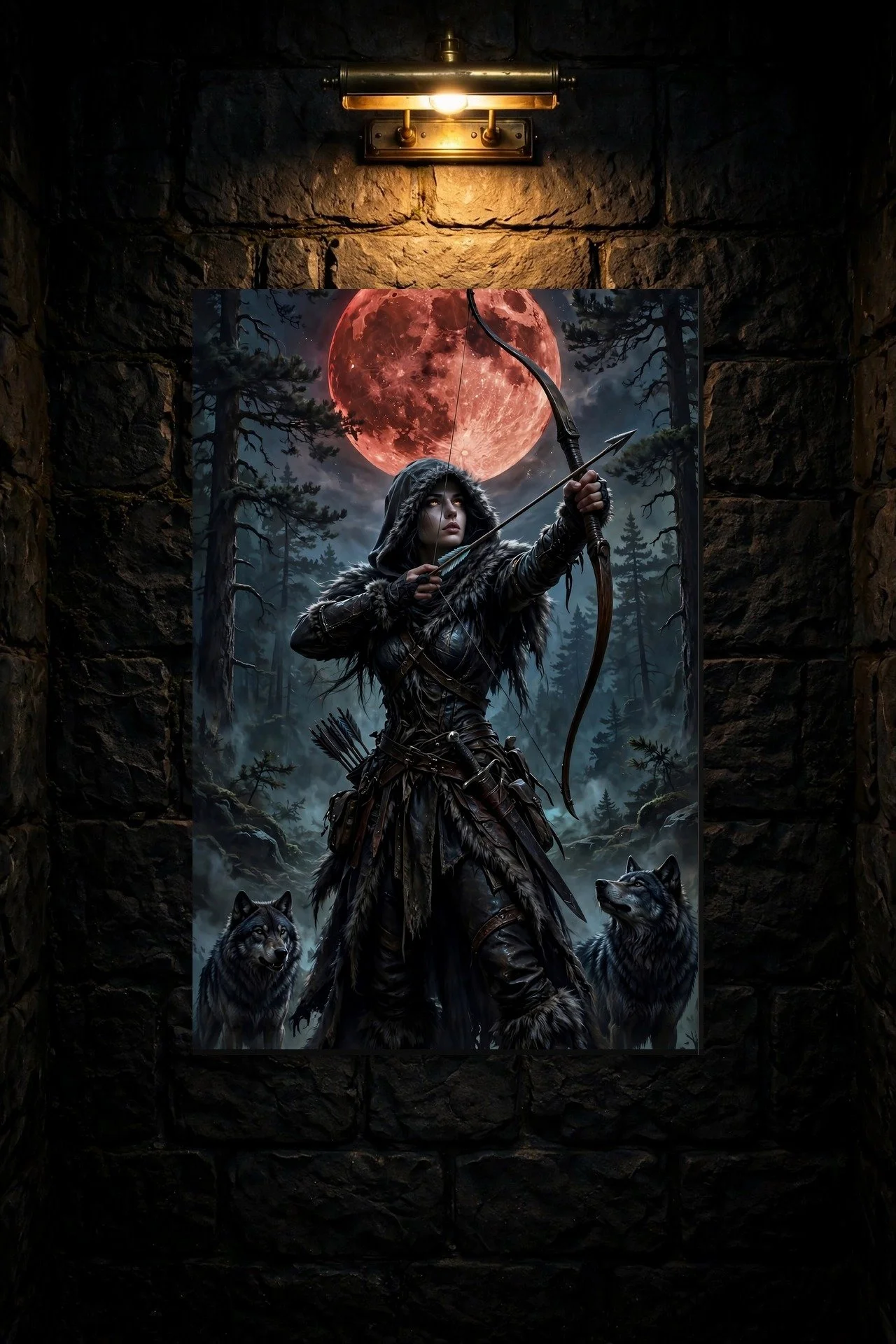 Bloodmoon Archer — Huntress Dark Fantasy Canvas