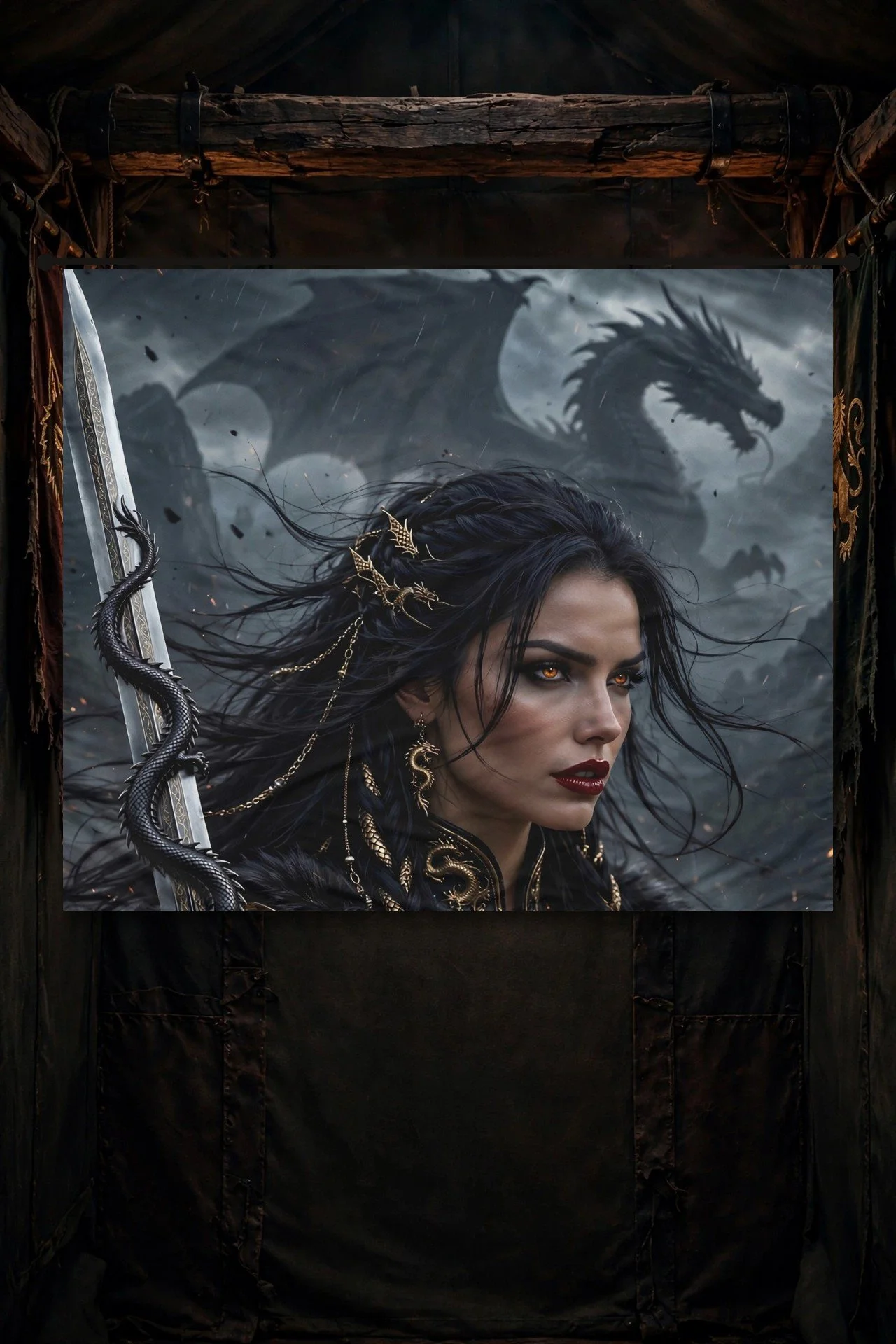 Dragonblade Queen Dark — Indoor Wall Tapestry