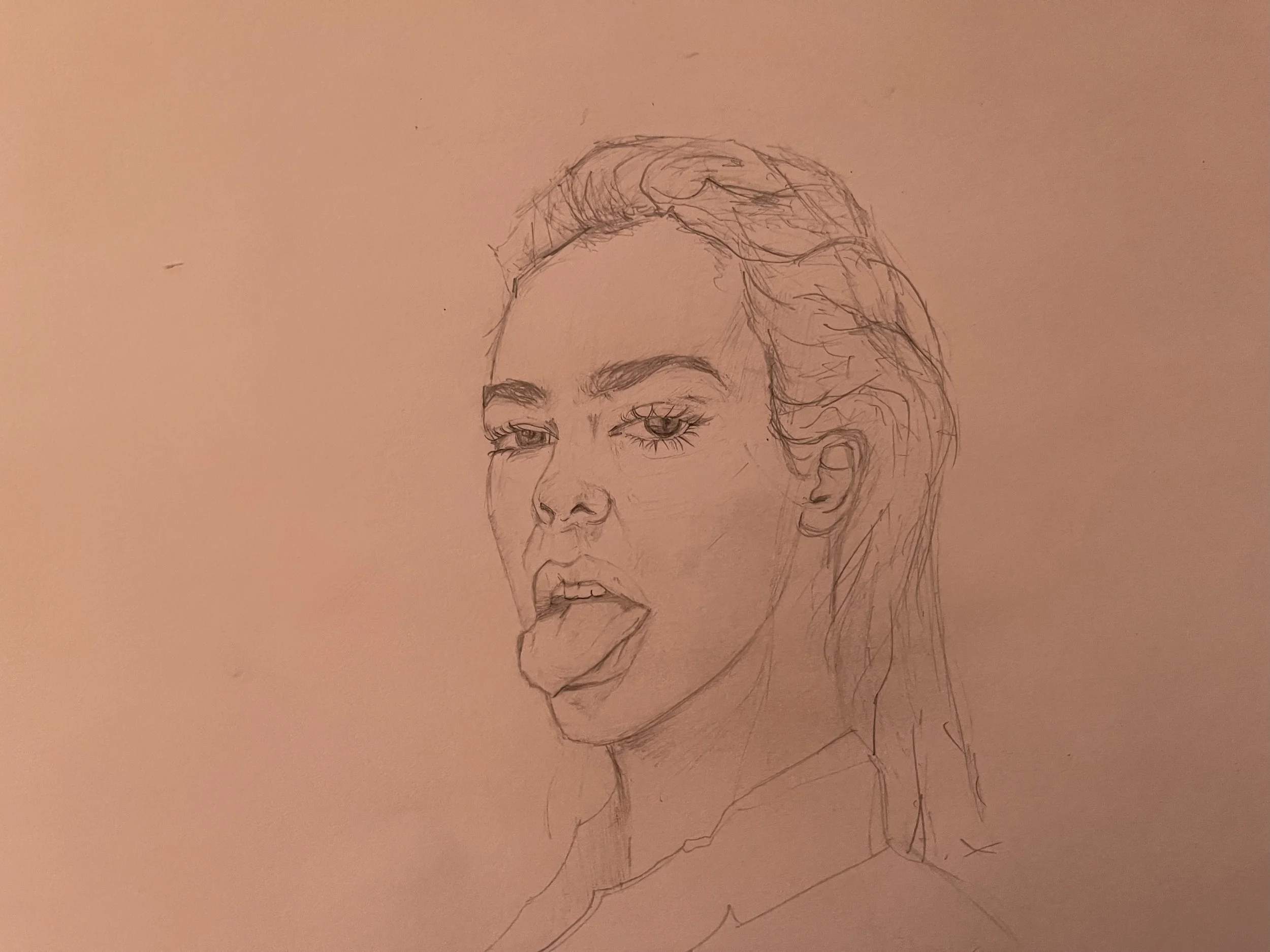 Early graphite portrait study focusing on facial structure