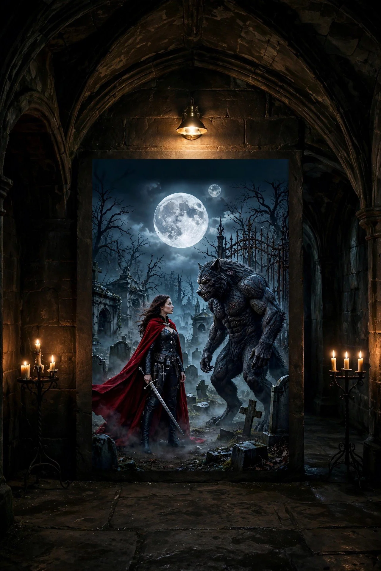 Graveyard Standoff — Dark Fantasy Canvas