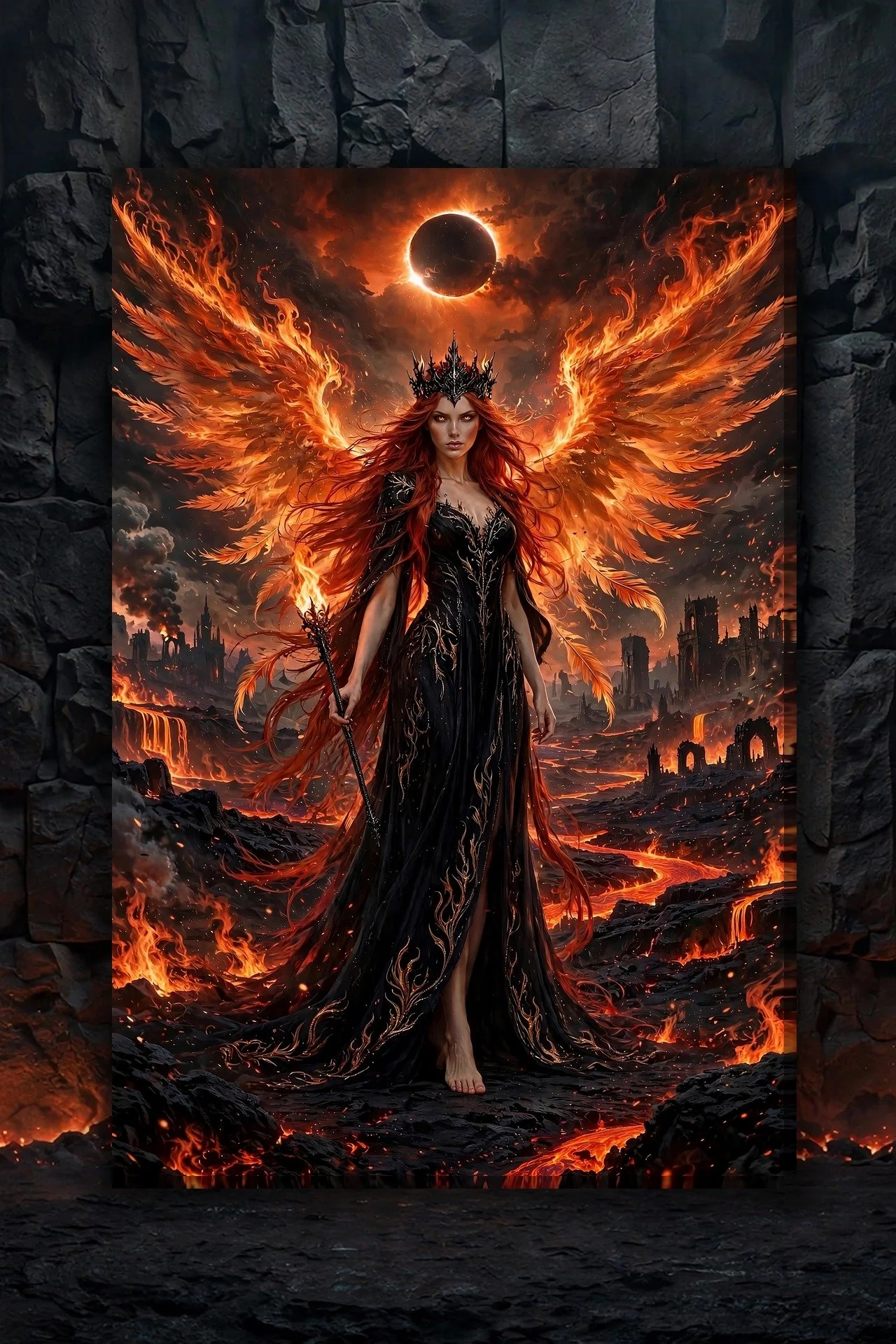 Ember Queen — Fire Queen Dark Fantasy Canvas