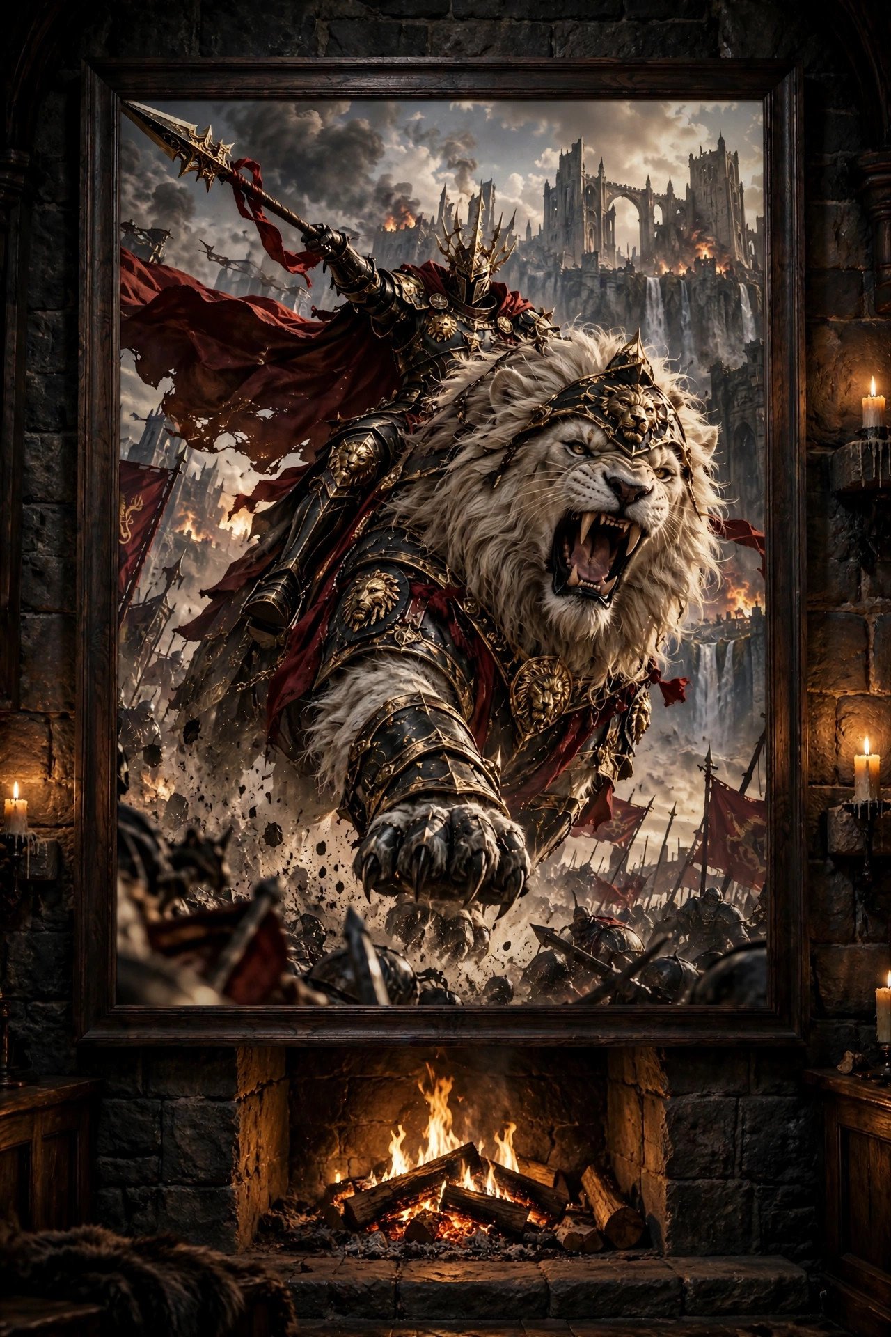 Lionheart Charge — Lion Dark Fantasy Poster