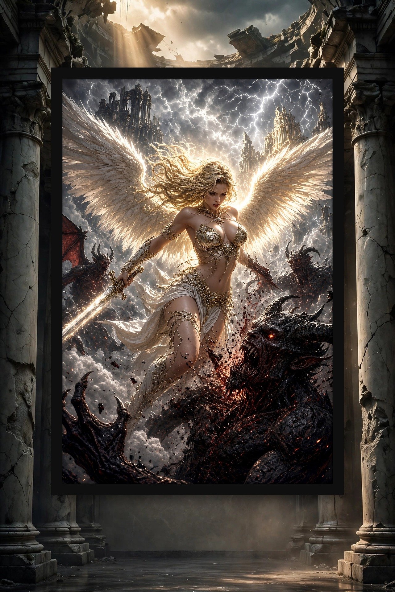 Blade of the Seraphim — Angel Warrior Dark Fantasy Poster