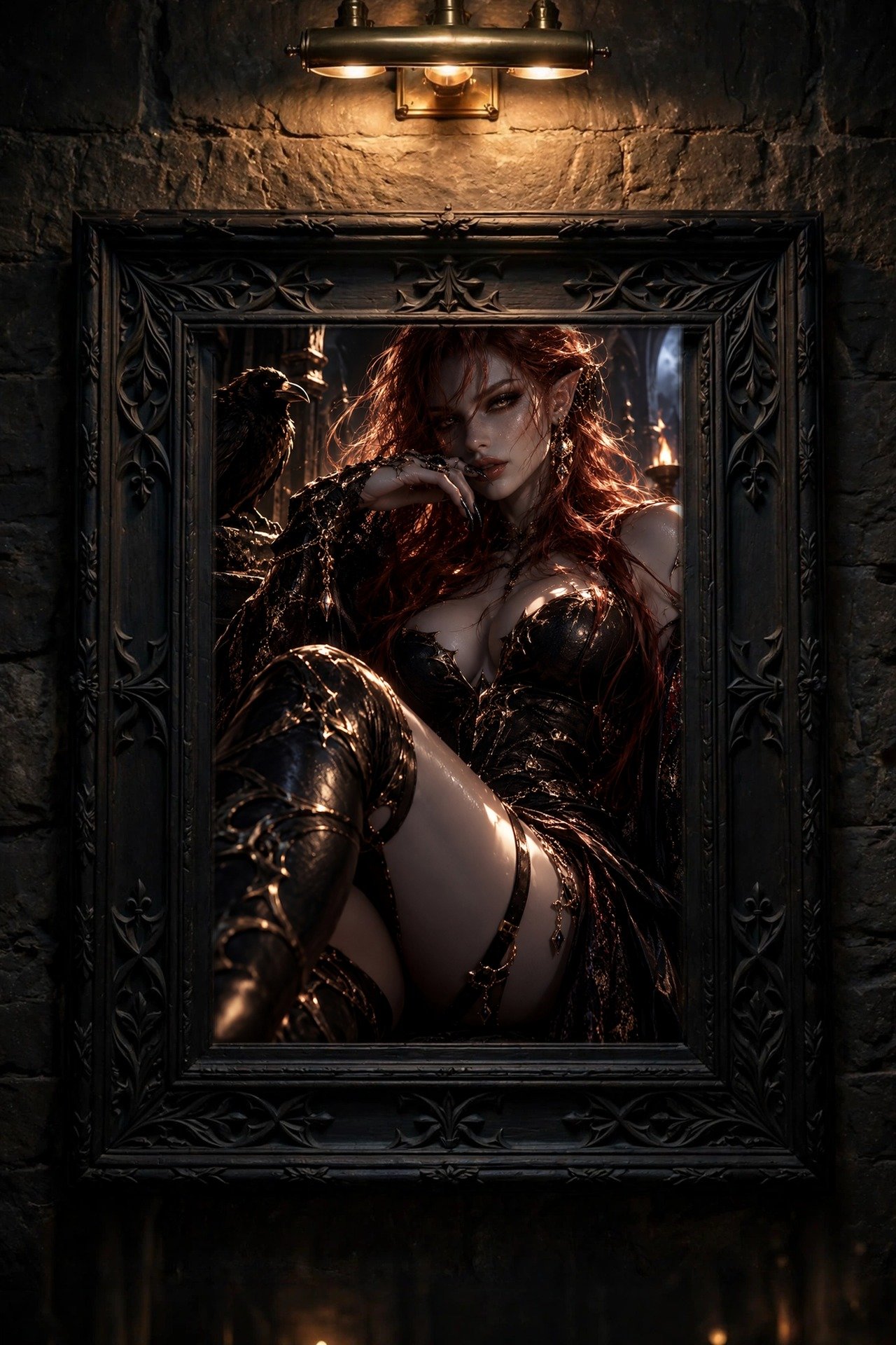 Ember Elf — Dark Fantasy Framed Poster