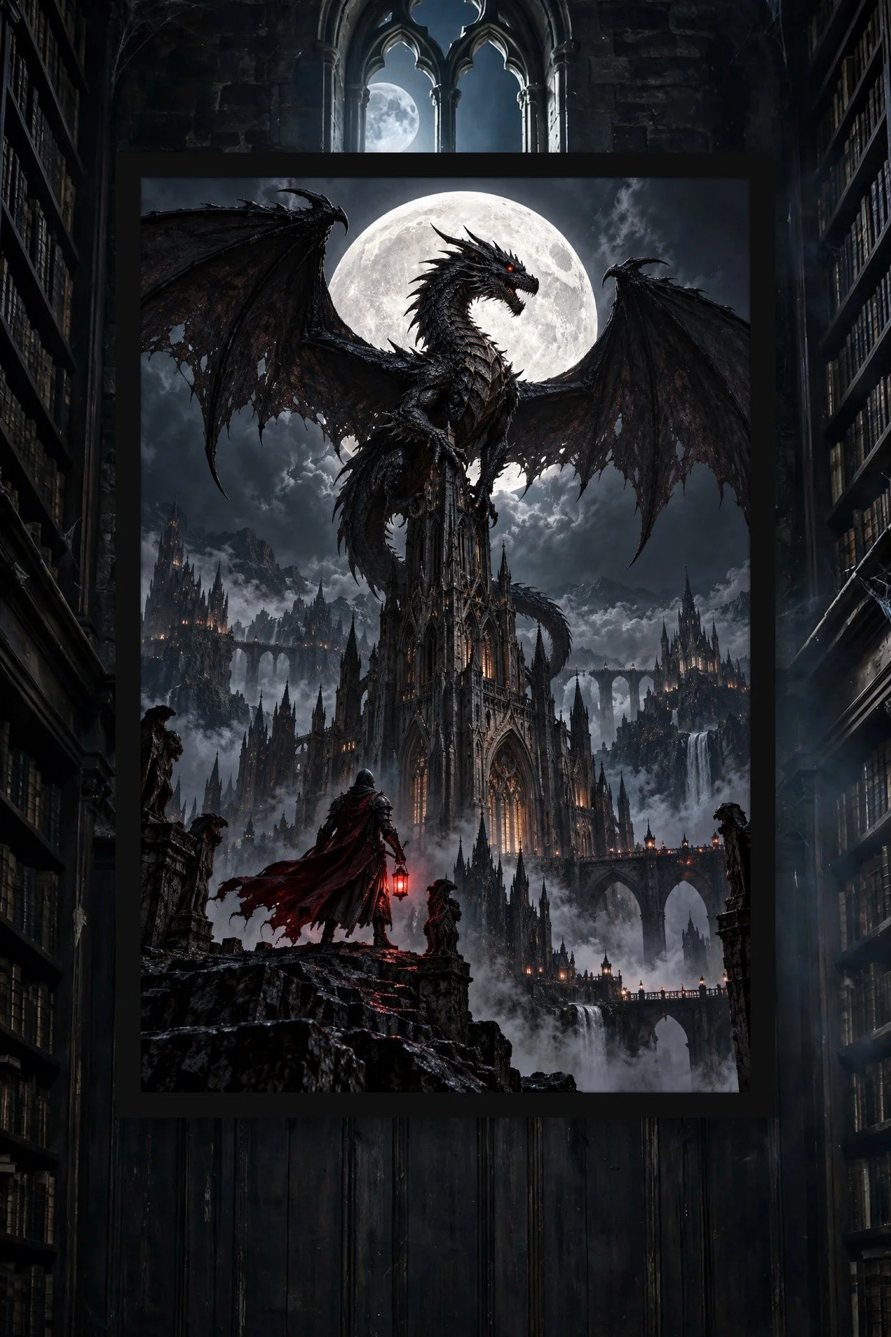 Dragonmoon Vigil — Framed Matte Poster