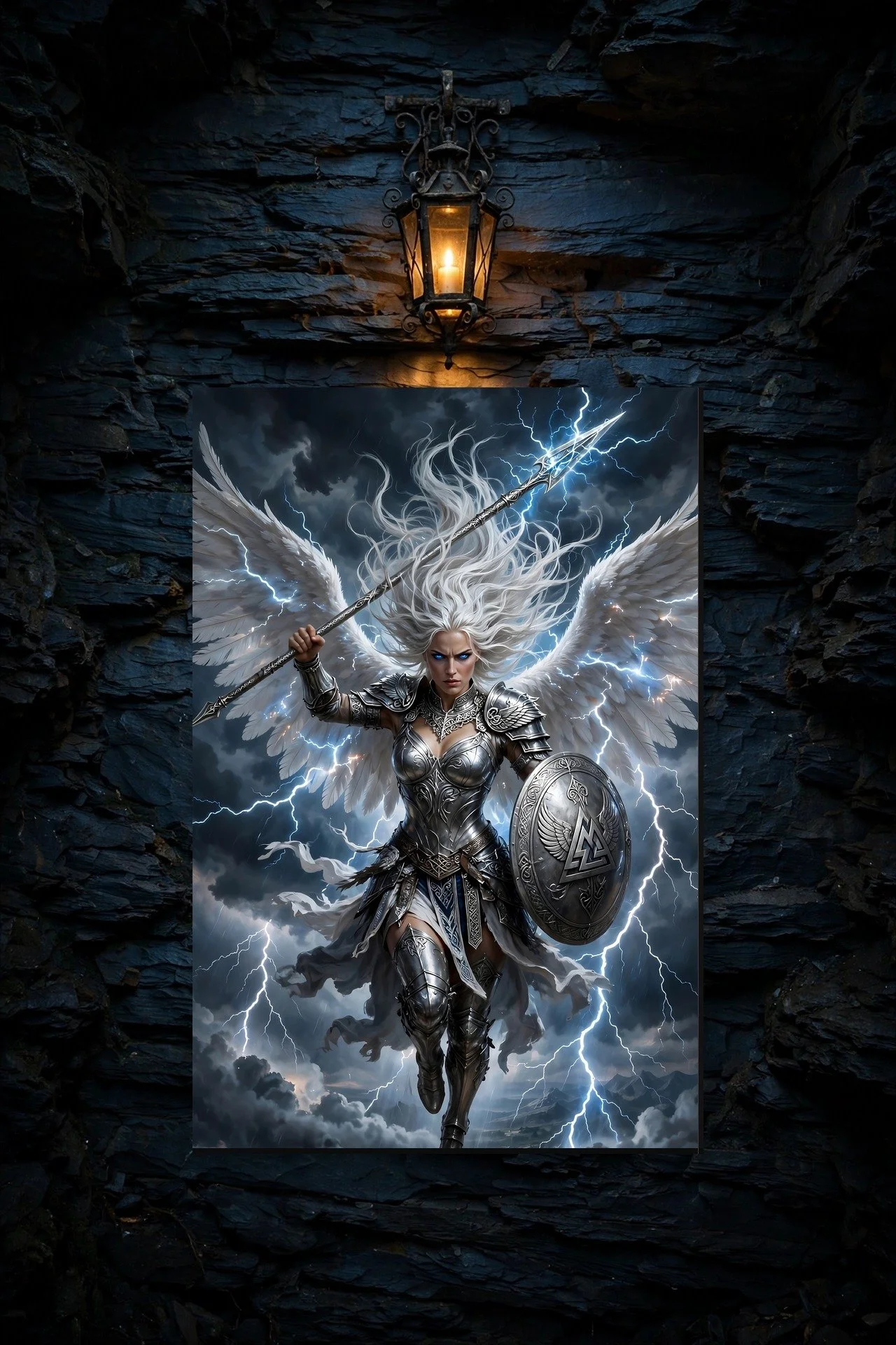 Storm Valkyrie — Lightning Dark Fantasy Canvas