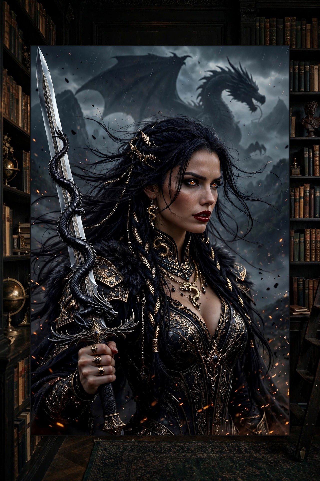 Dragonblade Queen Dark — Dark Fantasy Canvas