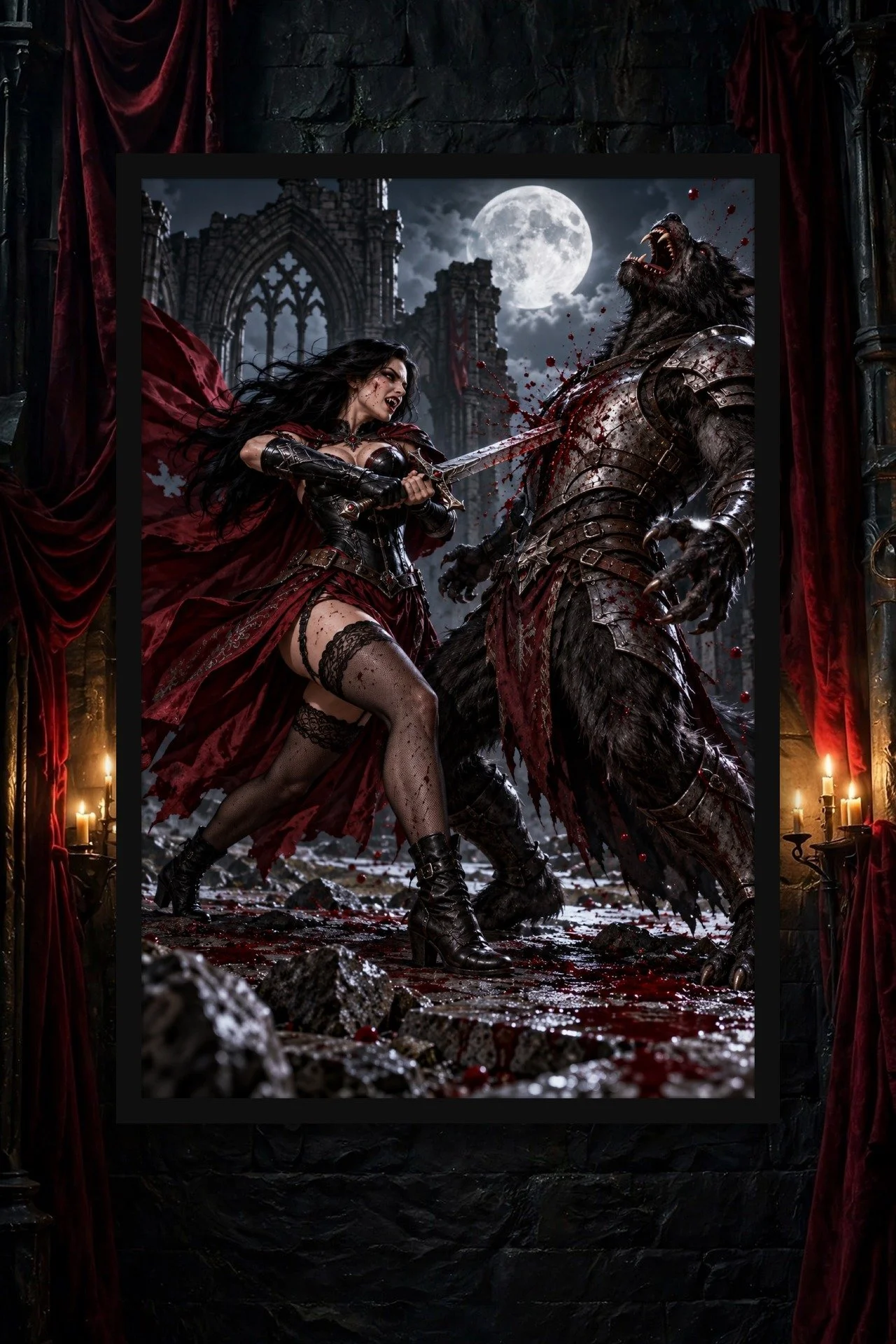 Blood Moon Reckoning — Framed Matte Poster