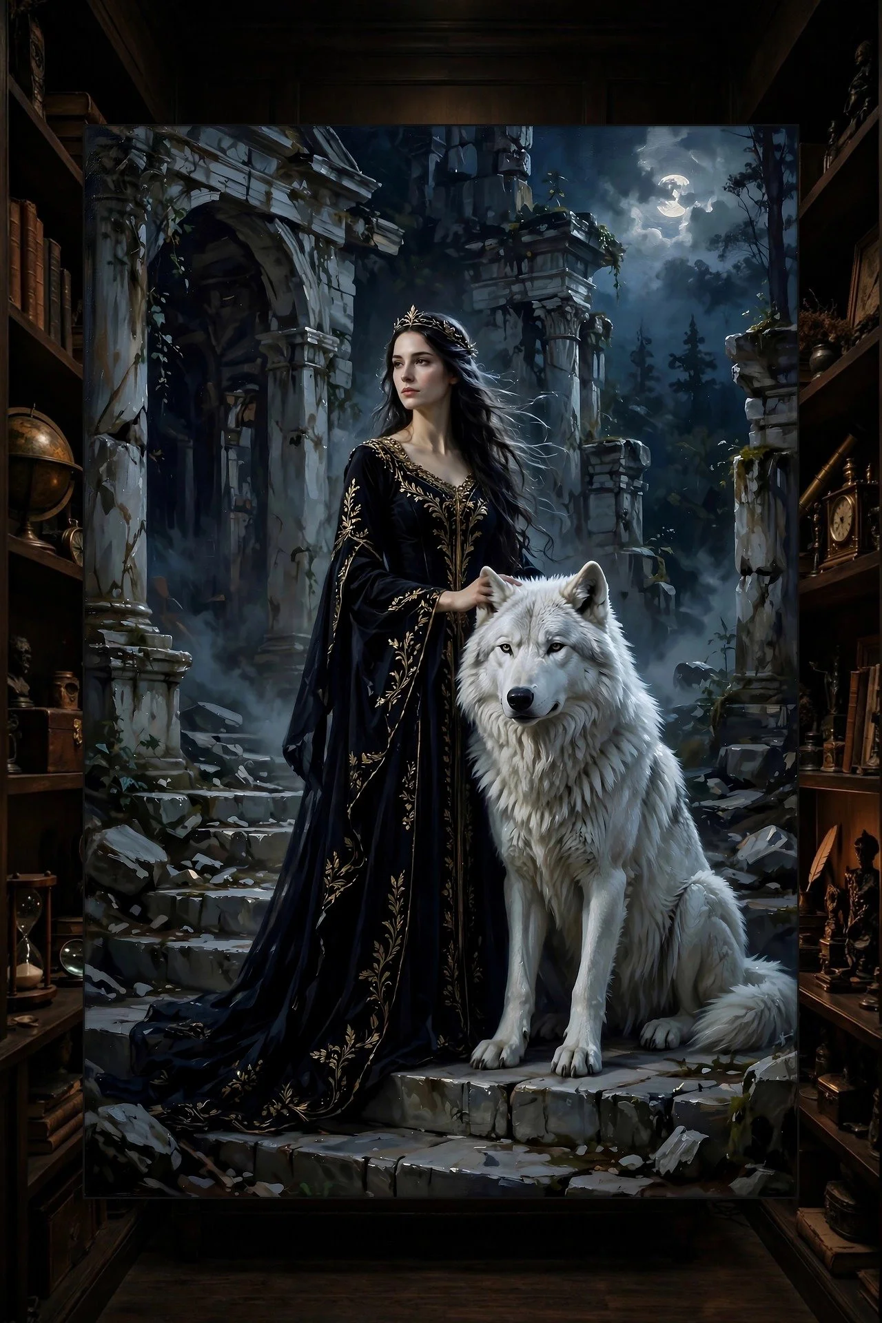 Moonlight Regal Queen — Dark Fantasy Canvas