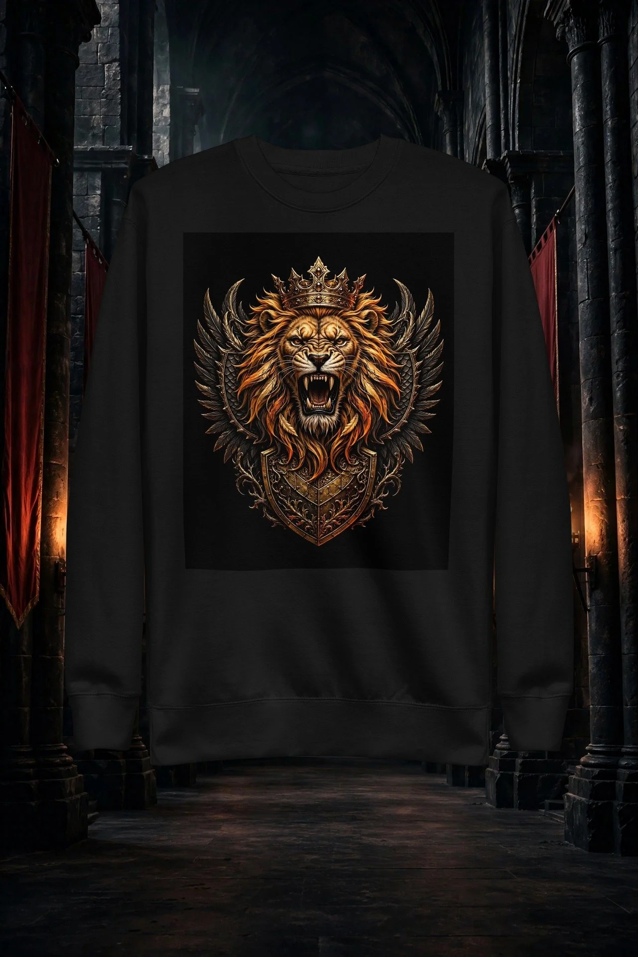 Lionheart Crest — Crowned Lion Premium Sweatshirt