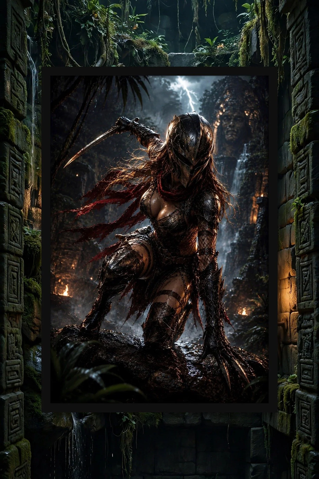Jungle Warrior — Dark Fantasy Framed Poster