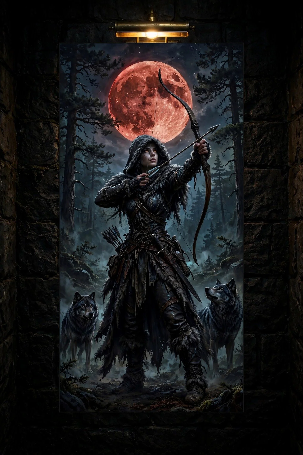 Bloodmoon Archer — Huntress Dark Fantasy Canvas