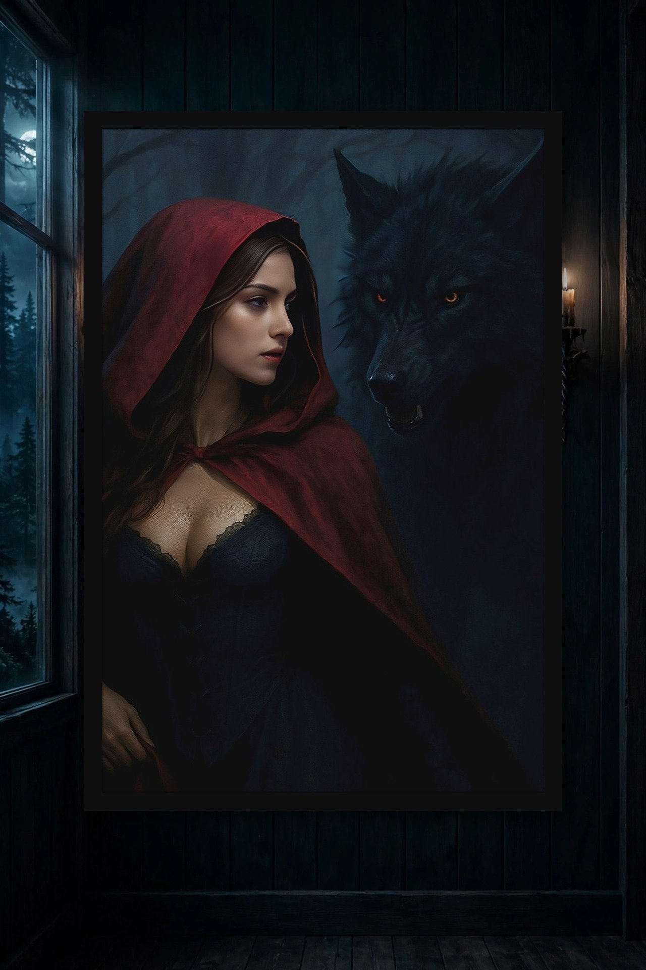 Crimson Path — The Wolf Watches Dark Fantasy Poster