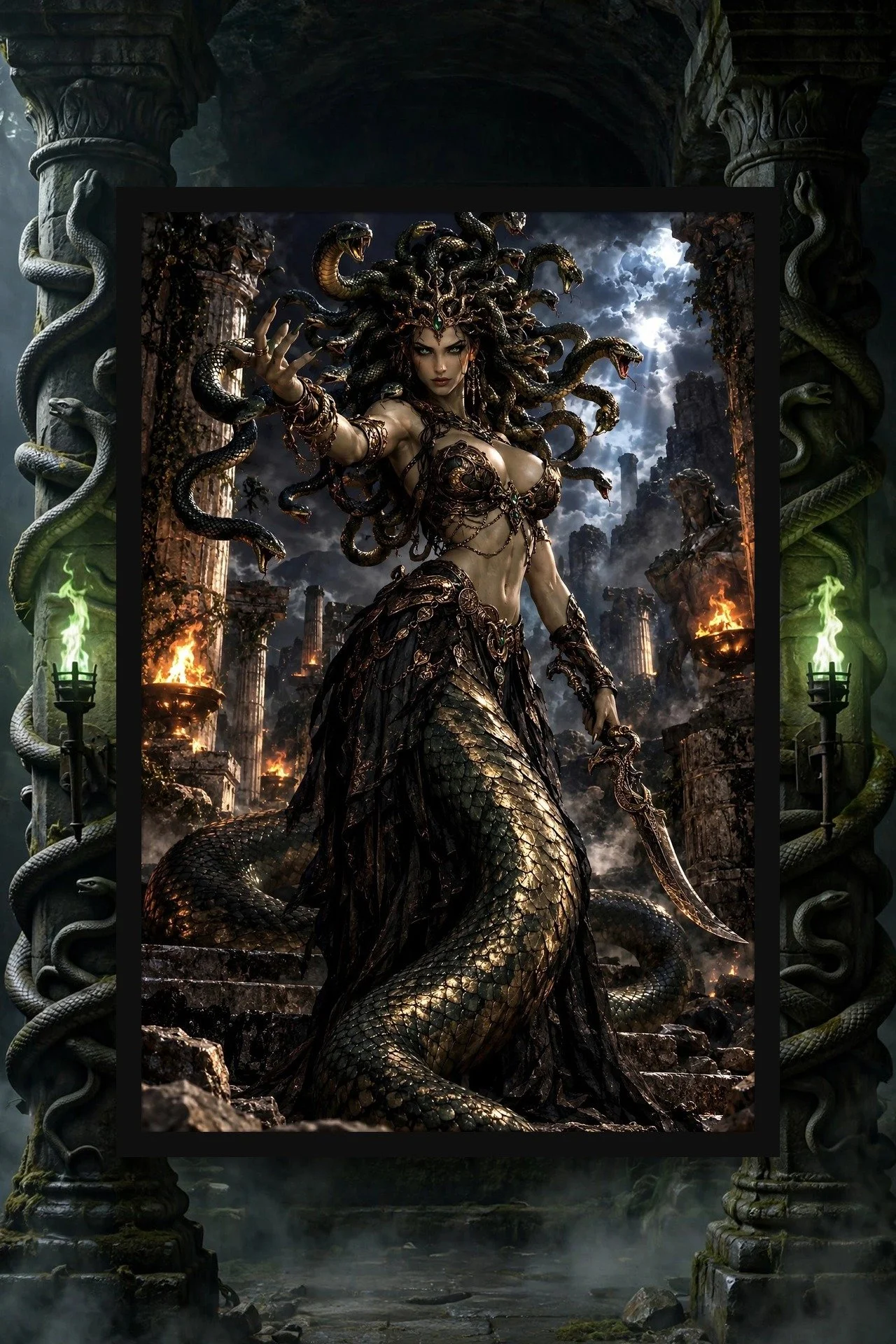 Serpent Empress — Dark Fantasy Framed Poster