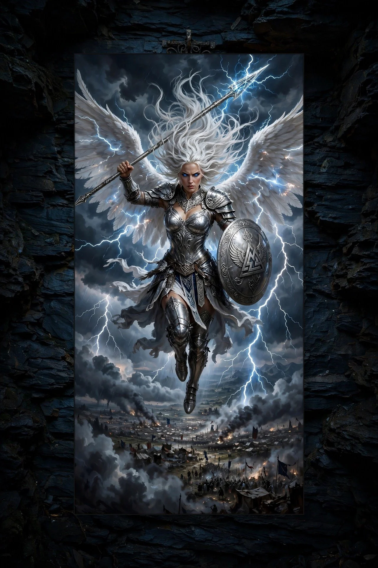 Storm Valkyrie — Lightning Dark Fantasy Canvas
