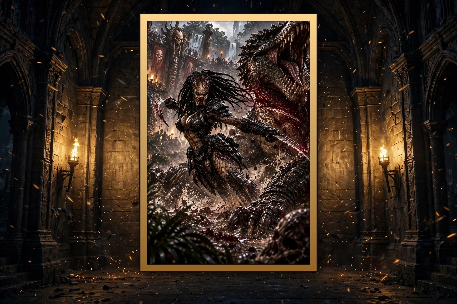 Swamp Predator — Warrior Queen dark fantasy poster by Lionheart Art