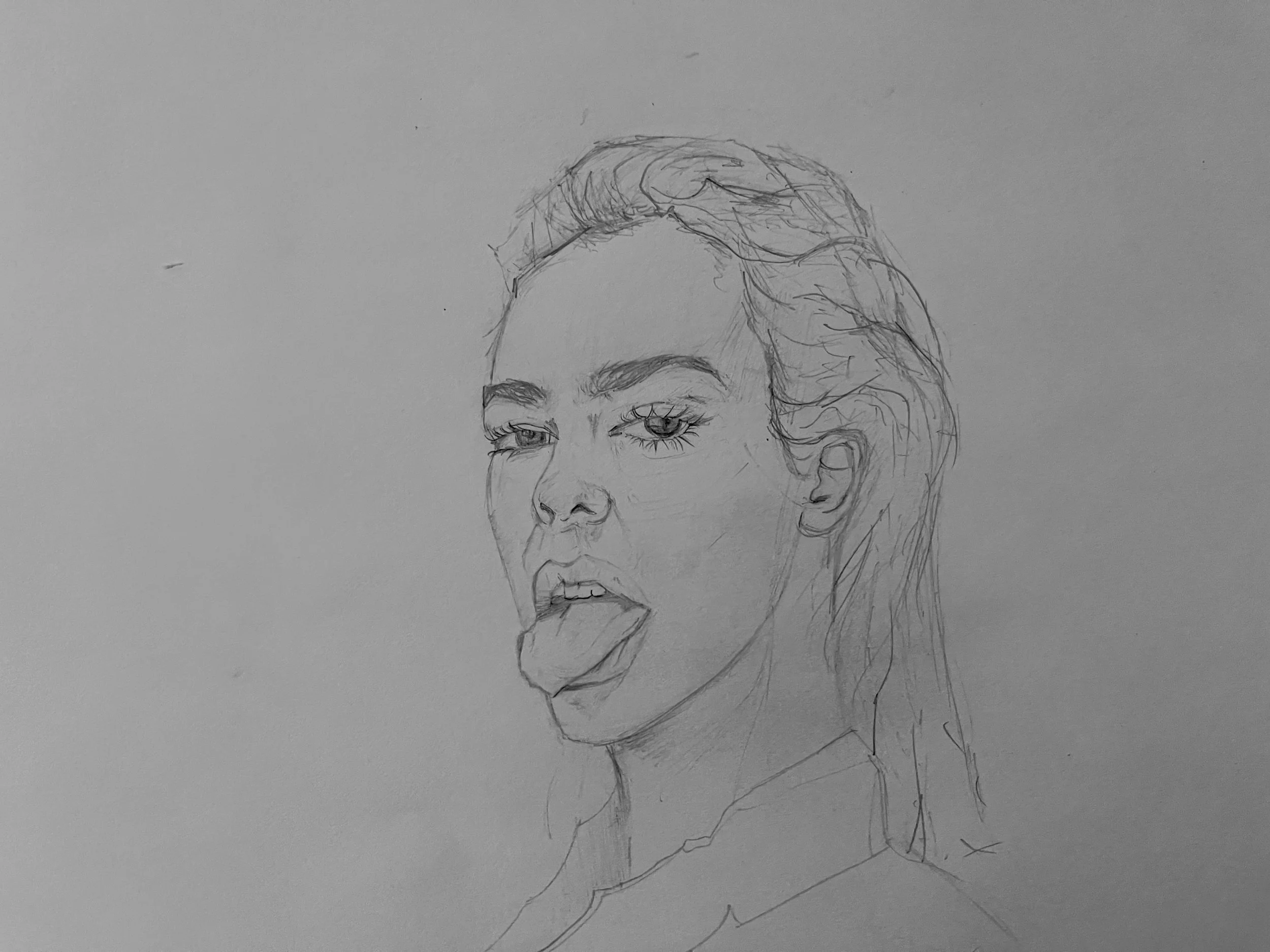 Early graphite portrait study focusing on facial structure