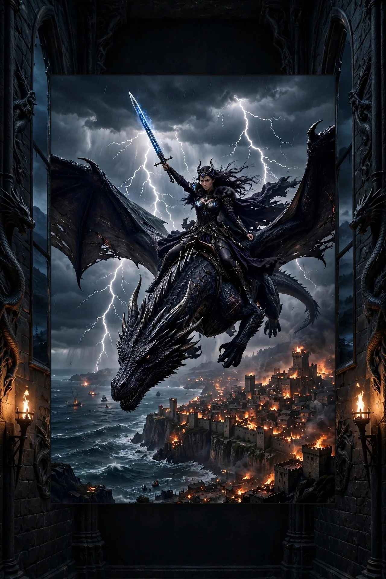 Dragon Queen's Descent — Dark Fantasy Canvas