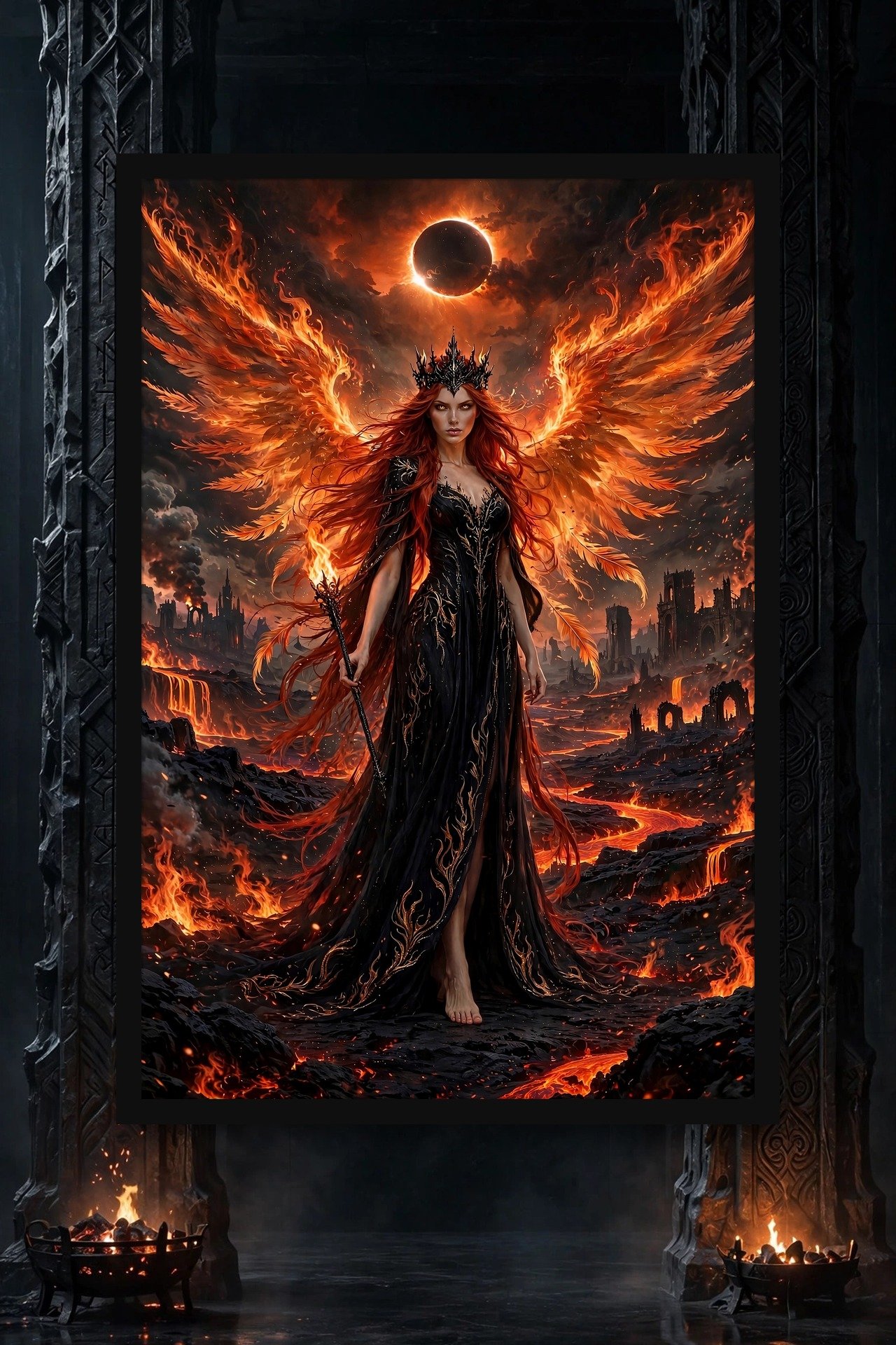 Ember Queen — Fire Queen Dark Fantasy Framed Poster