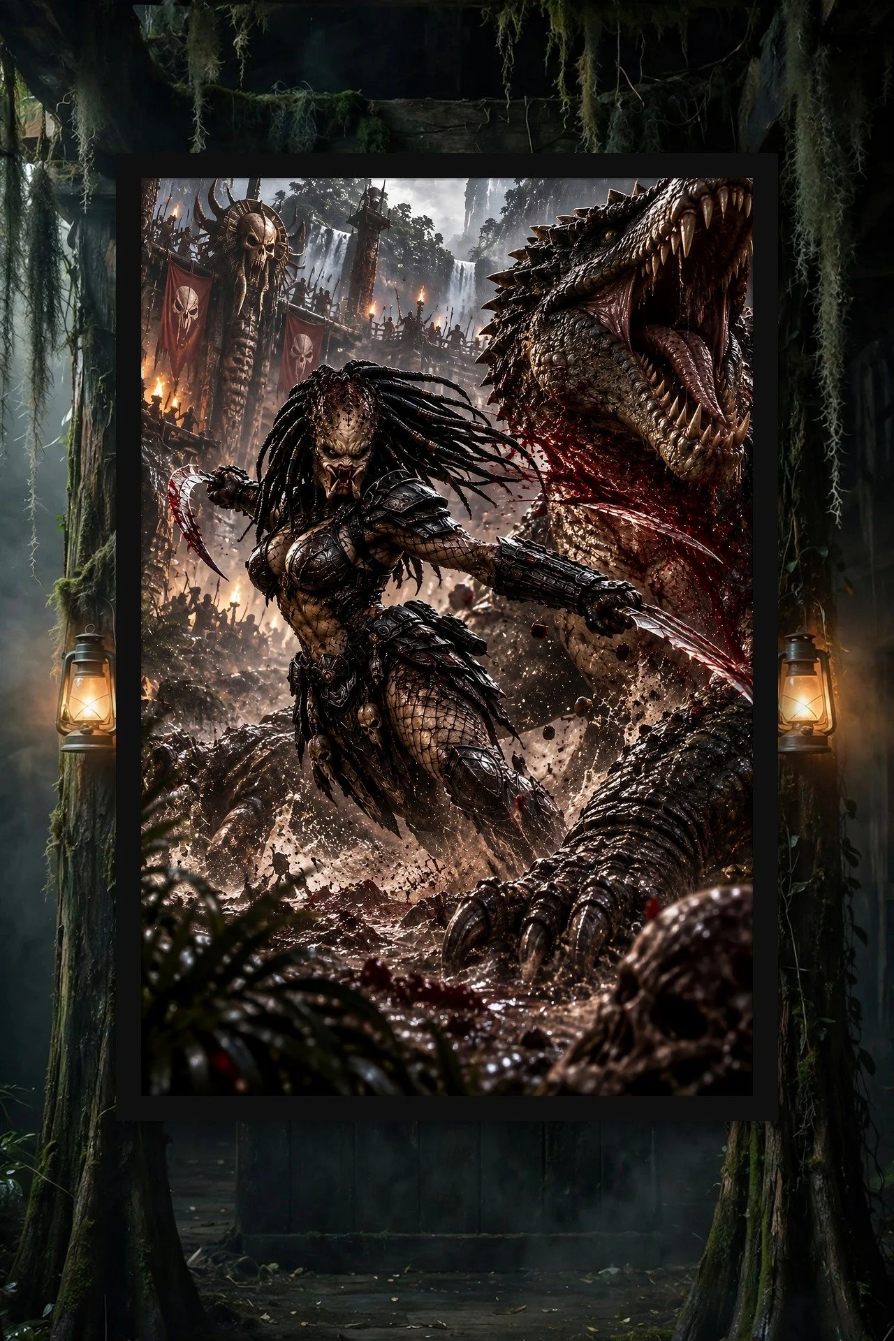 Swamp Predator — Warrior Queen Dark Fantasy Poster