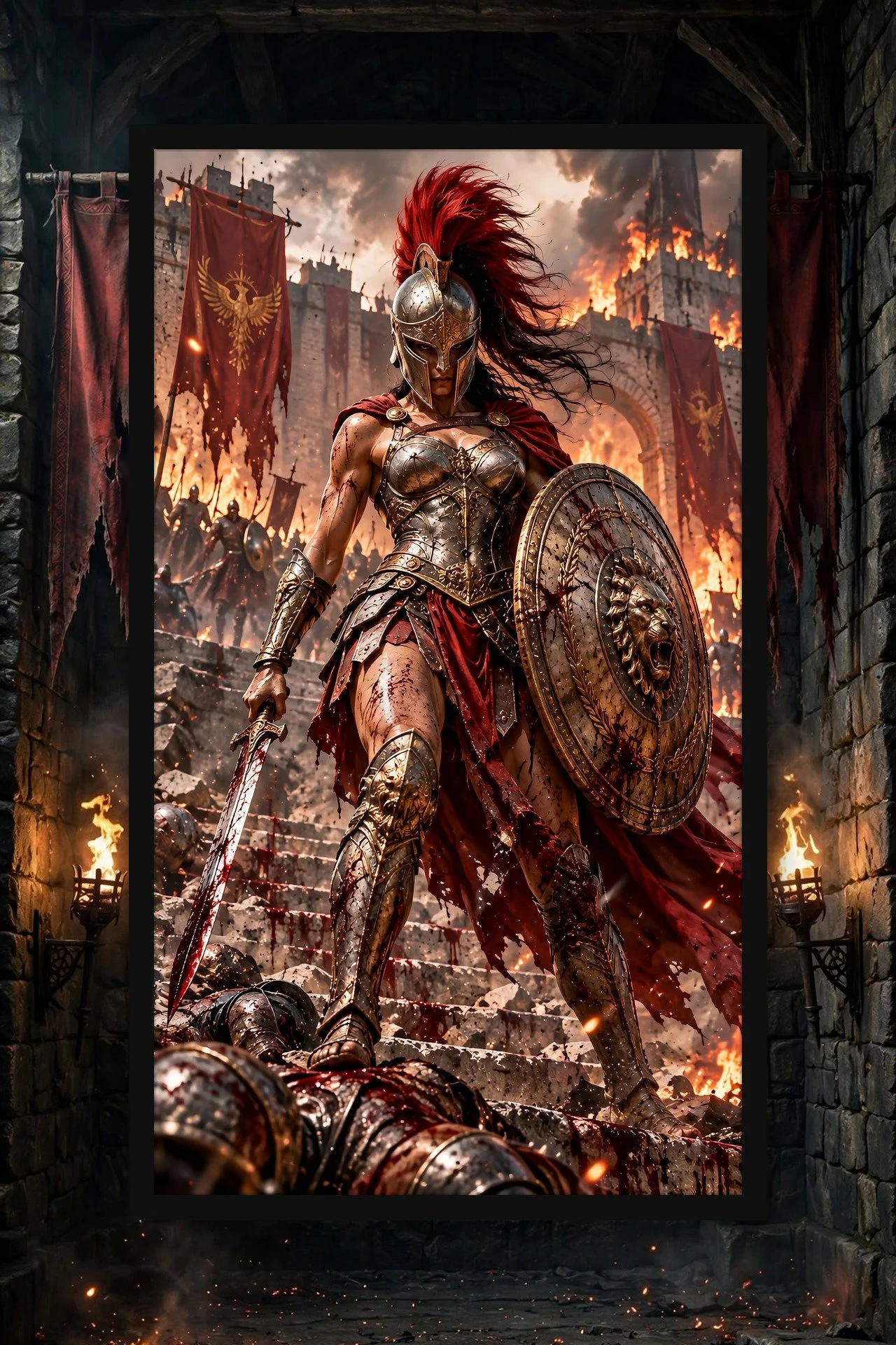 Spartan Onslaught — Dark Fantasy Poster