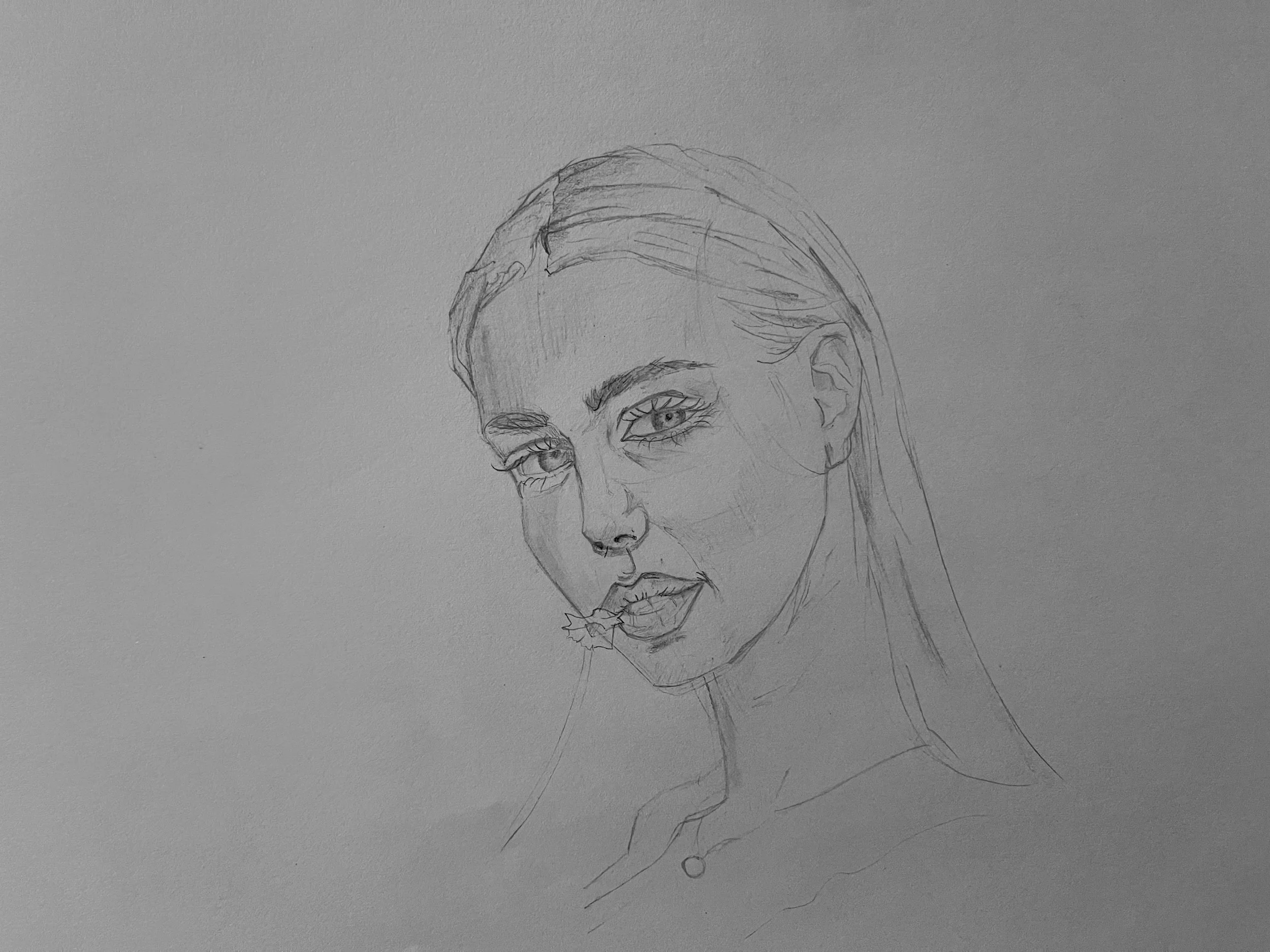 Graphite portrait sketch of a woman, quick likeness study focusing on facial structure and eyes, drawn September 8.