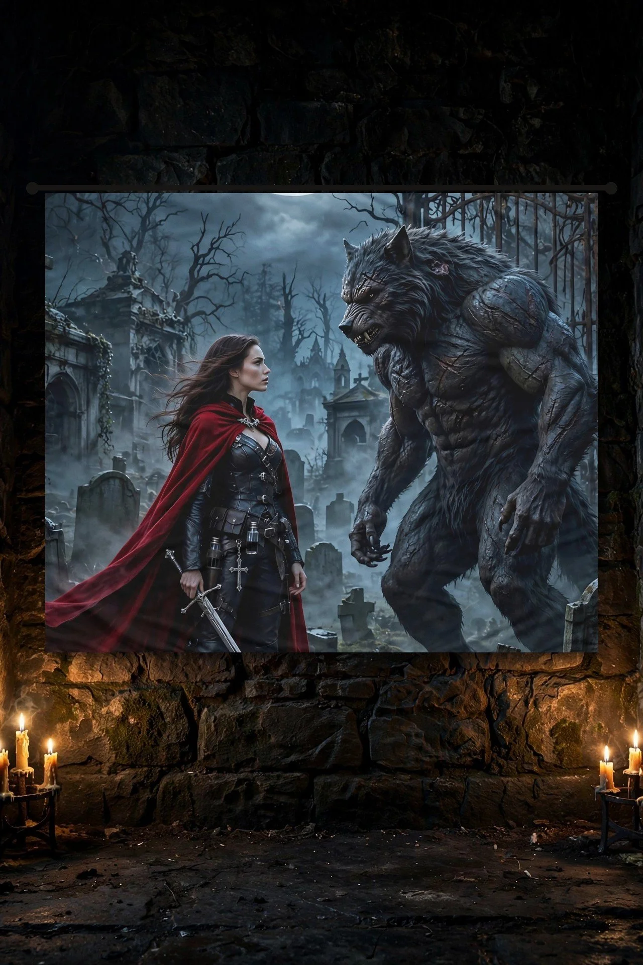 Graveyard Standoff — Indoor Wall Tapestry