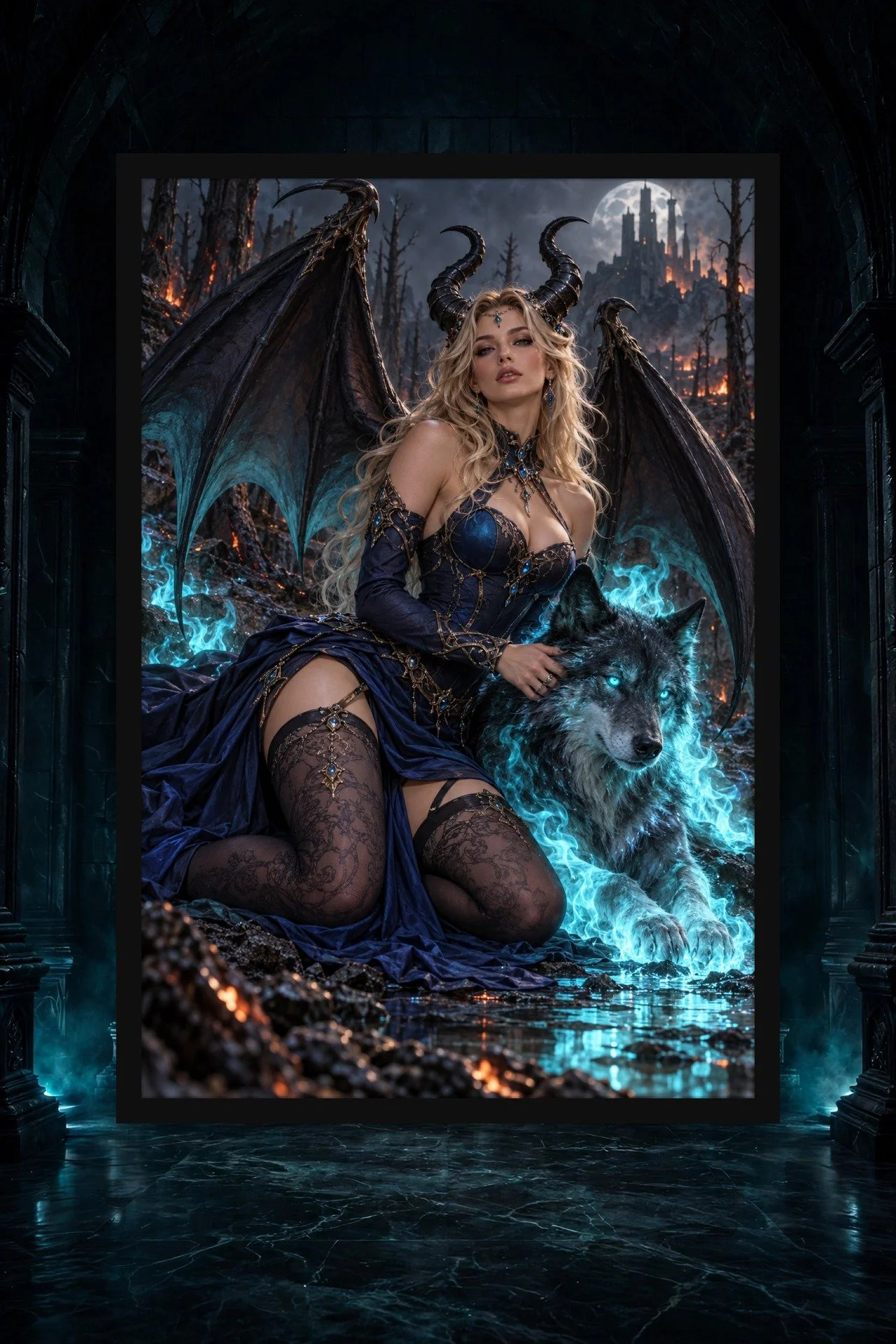 Blueflame Queen — Framed Matte Poster