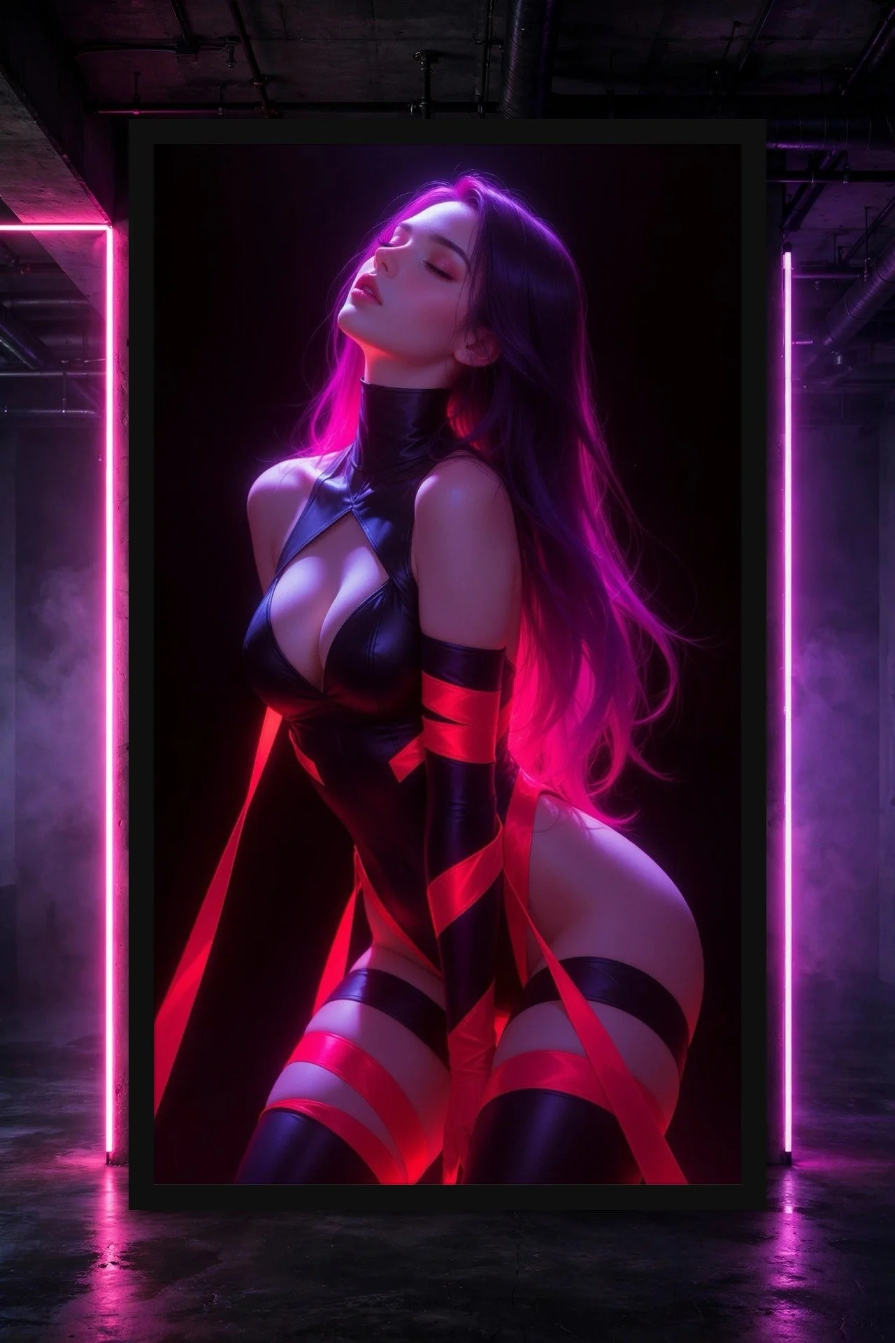 Neon Siren — Framed Matte Poster