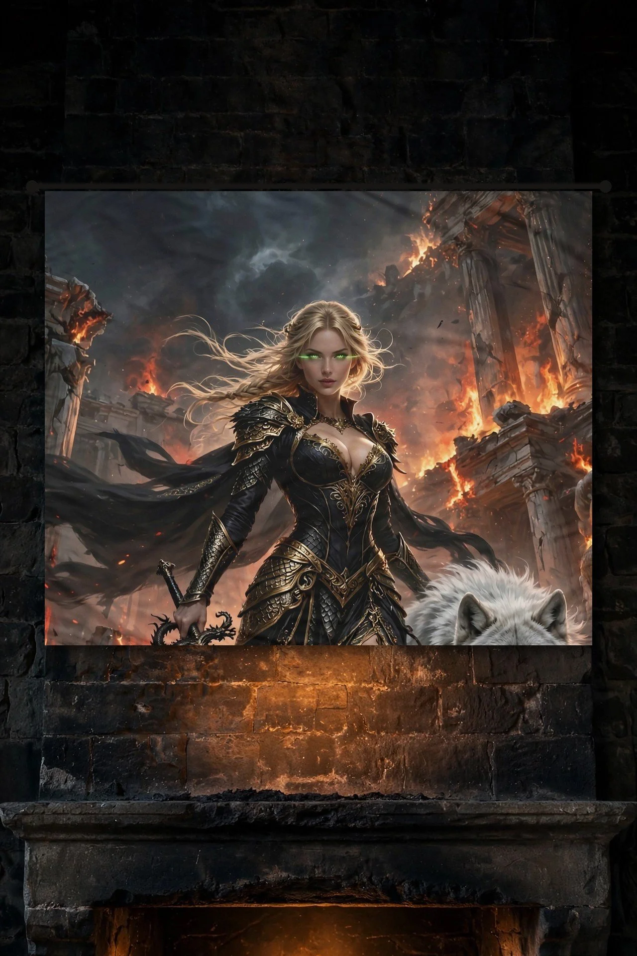 Ember Queen Descent — Indoor Wall Tapestry