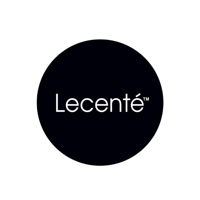 Black circular logo with the word 'Lecente' in the center.