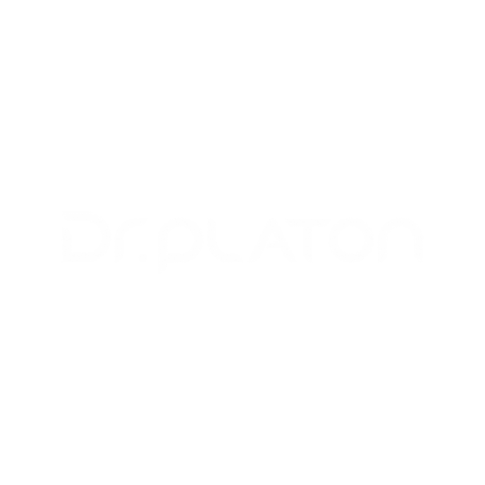 Black and white logo with stylized text reading "Dr. Platon."