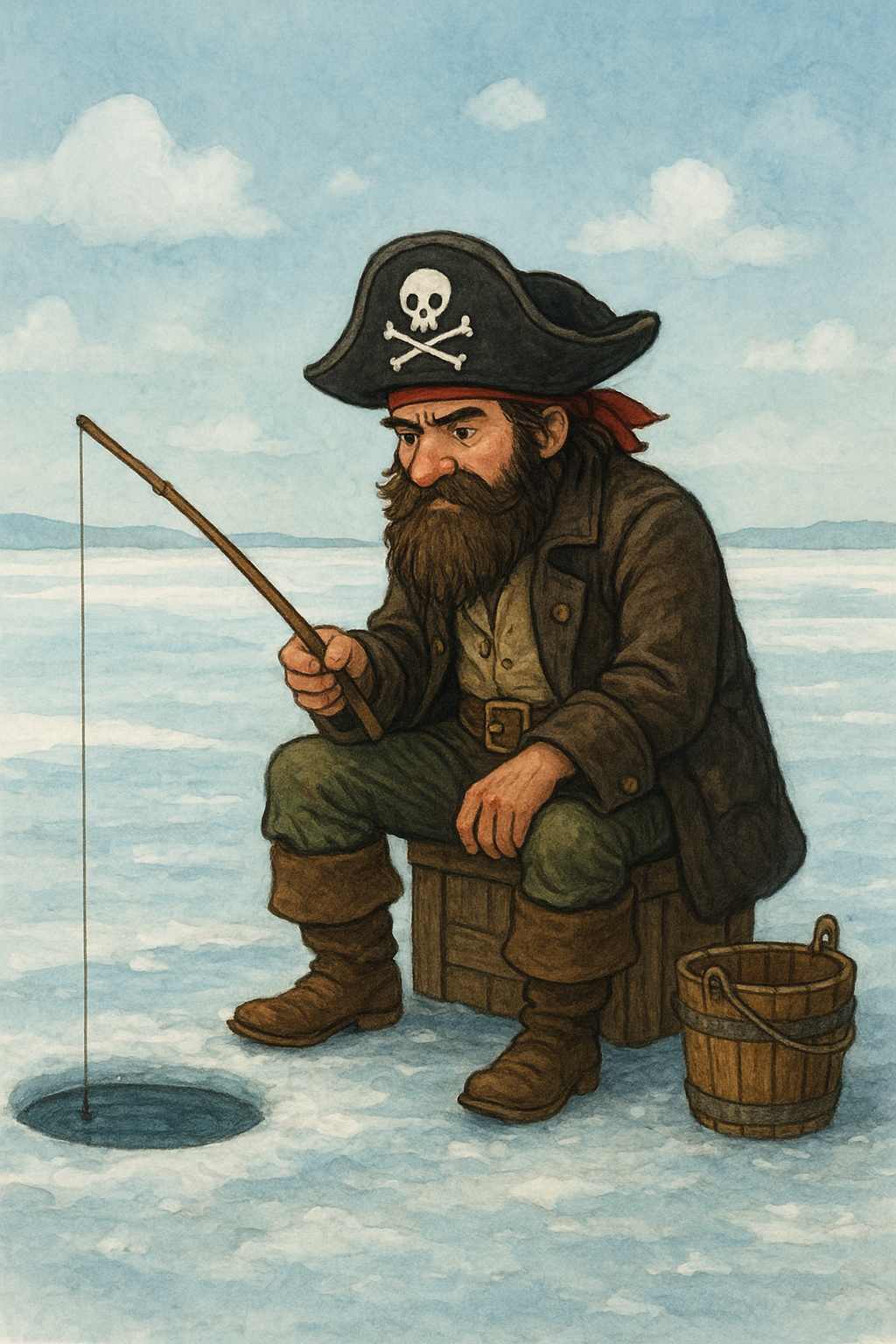 Half Day, Heated Ice Fishing Shelter Set up on the Lake