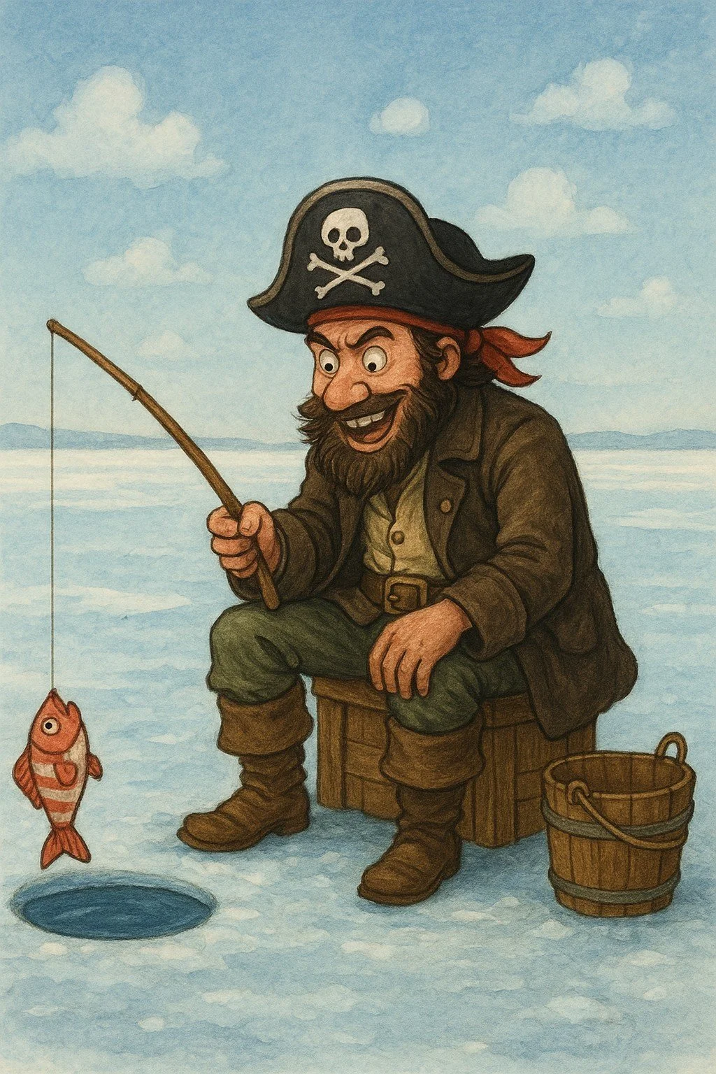 Full Day, Heated Ice Fishing Shelter Set up on the Lake