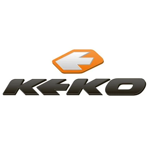 Logotipo con una flecha y la palabra 'KEKO' en letras negras debajo.