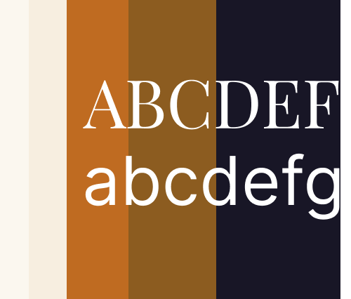 Color palette with uppercase and lowercase alphabet letters on colored backgrounds.