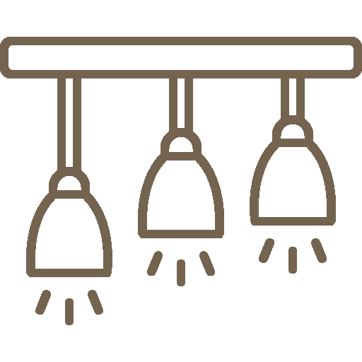 Line of three hanging pendant lights