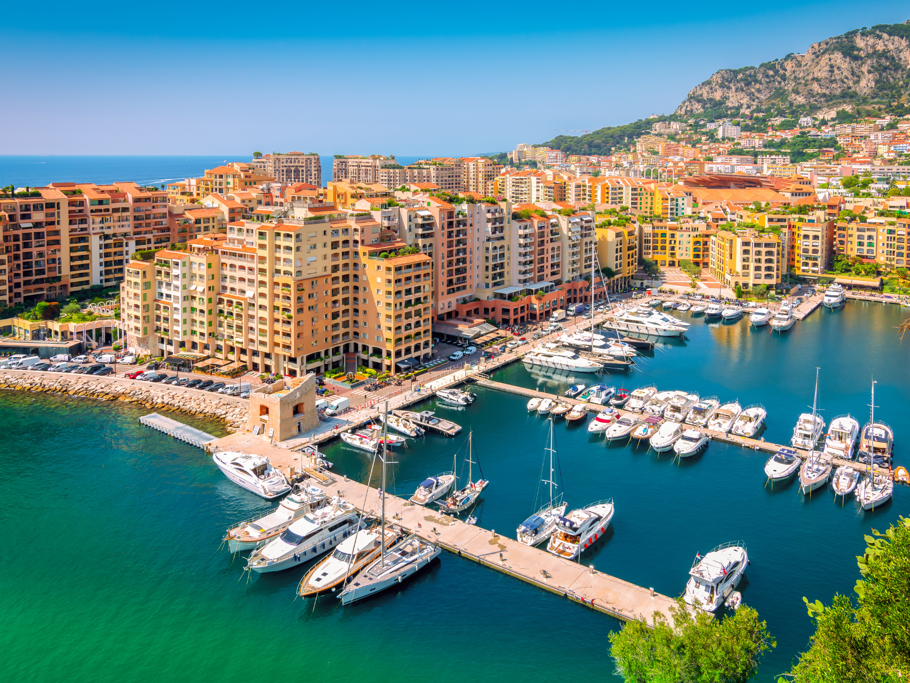 Yacht marina and buildings in Monaco cruise port