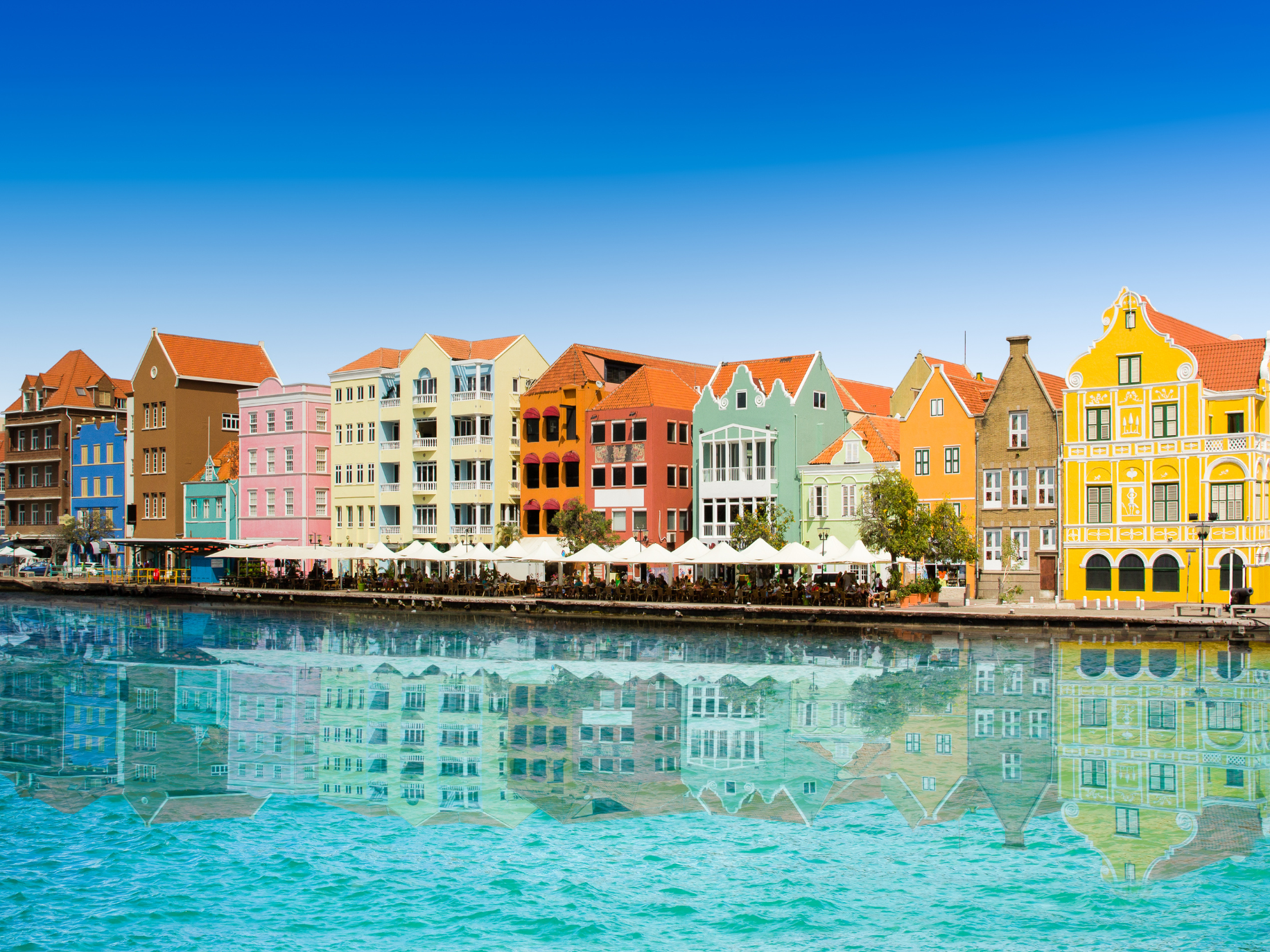 Colorful buildings in Caribbean cruise port