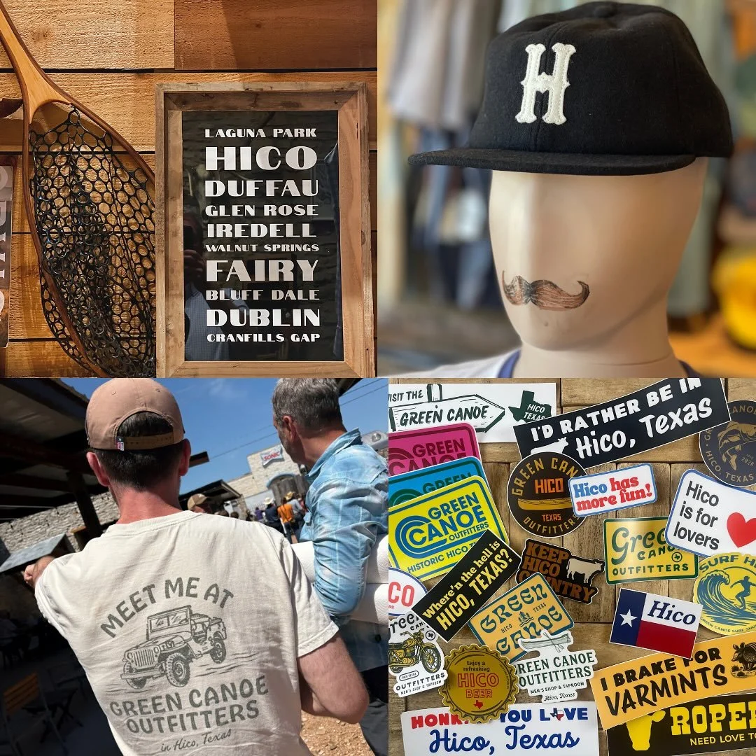 A little Hico always available at the Green Canoe. 🛶 Online and in our store next door to the Mercantile on Elm Street 🌵
