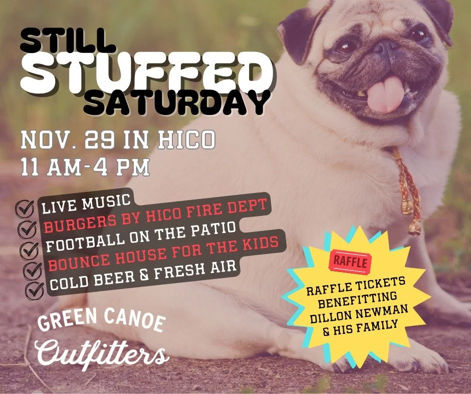 Think your eyes will be bigger than your stomach this Thanksgiving? Get out of the house and come hang at the Green Canoe for Still Stuffed Saturday! We&rsquo;ll have a bounce house for the kids, football on the patio, live music, and &mdash; of cour