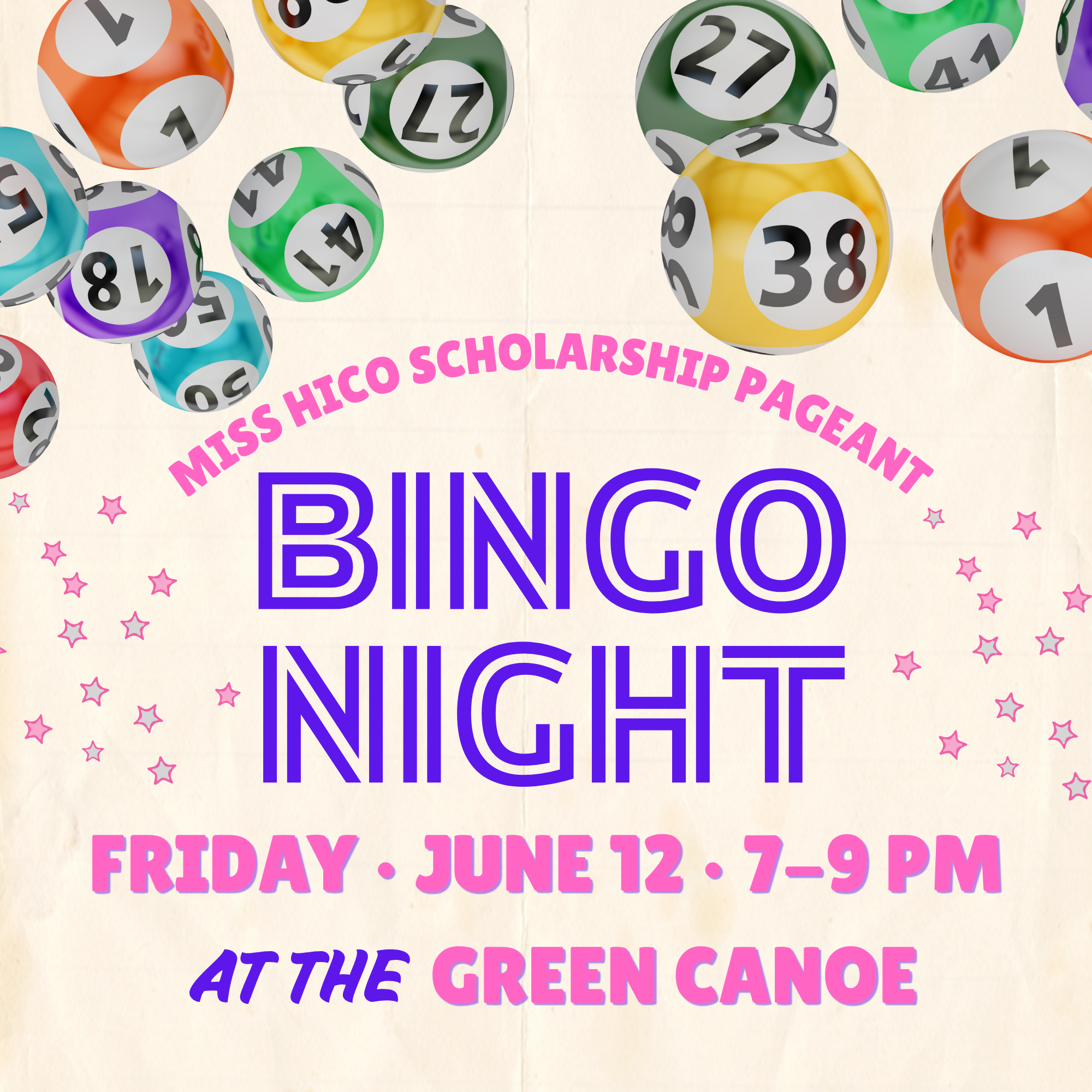 Miss Hico Scholarship Pageant Bingo at the Green Canoe