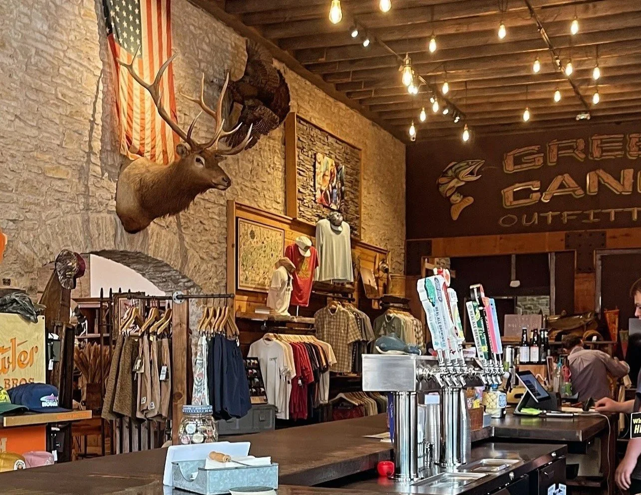 Interior of Green Canoe Outfitters men’s store in Hico, Texas