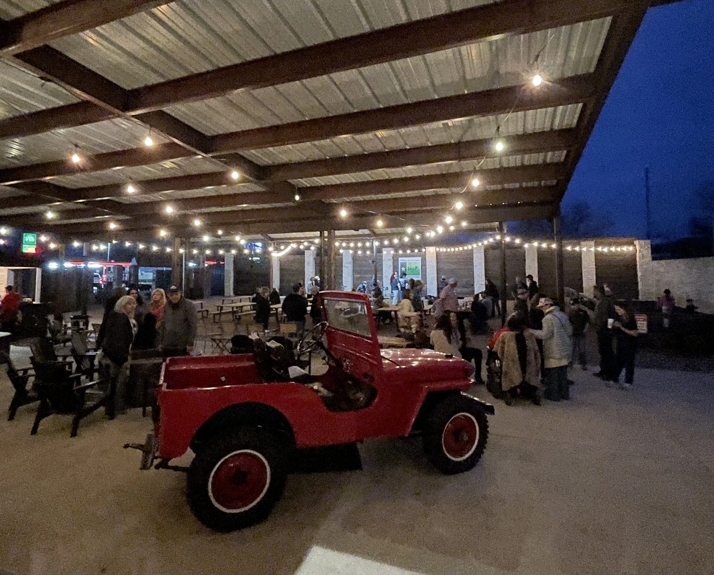Private gathering under the lights at Green Canoe in Hico