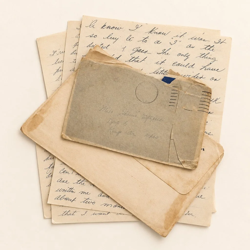 Vintage letters and envelopes for document scanning