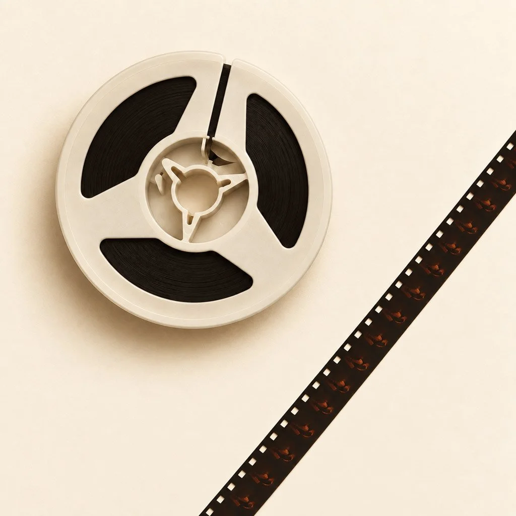 8mm film reel and film strip