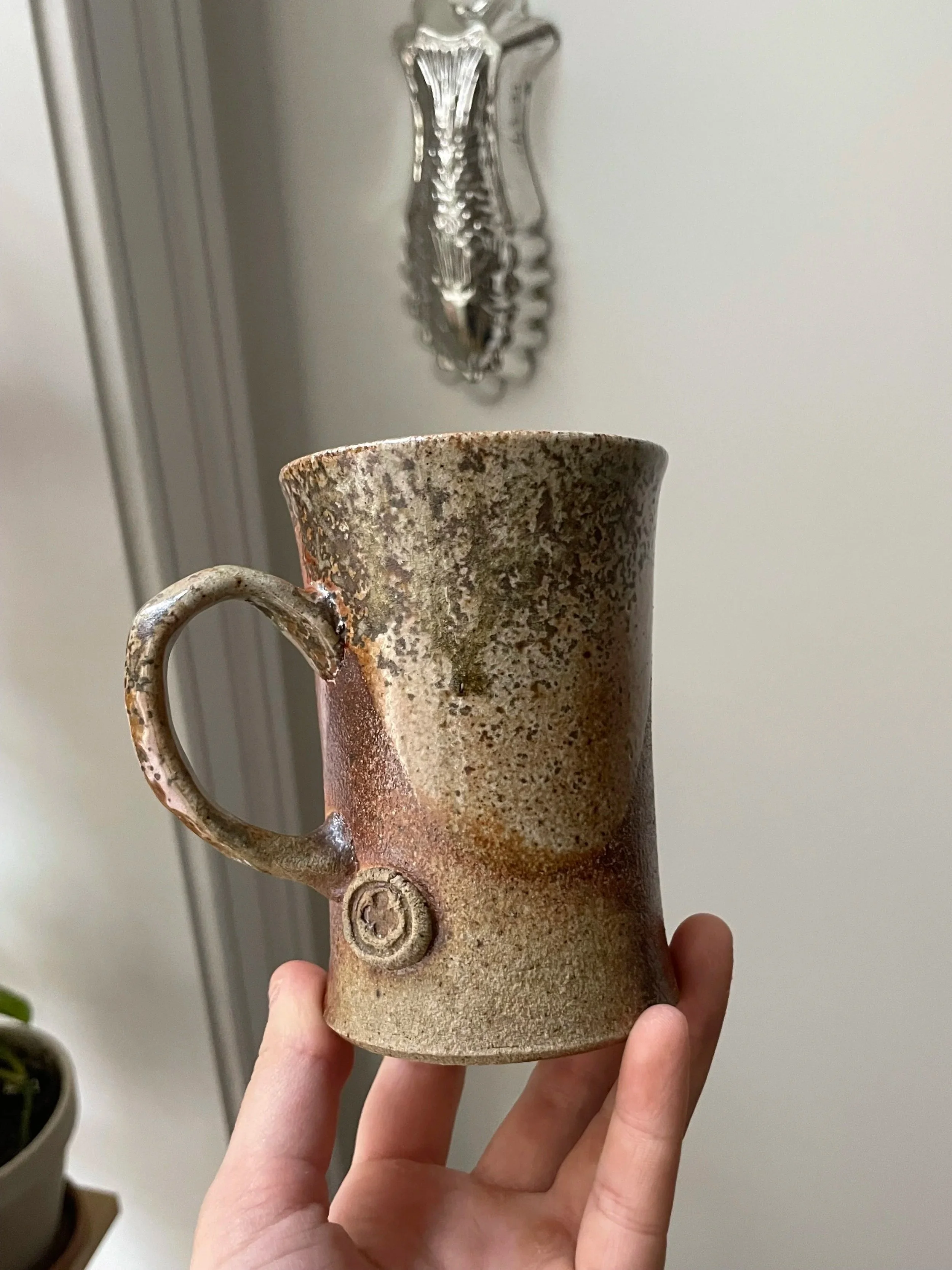 Wood Ash Mug with Flower Stamp
