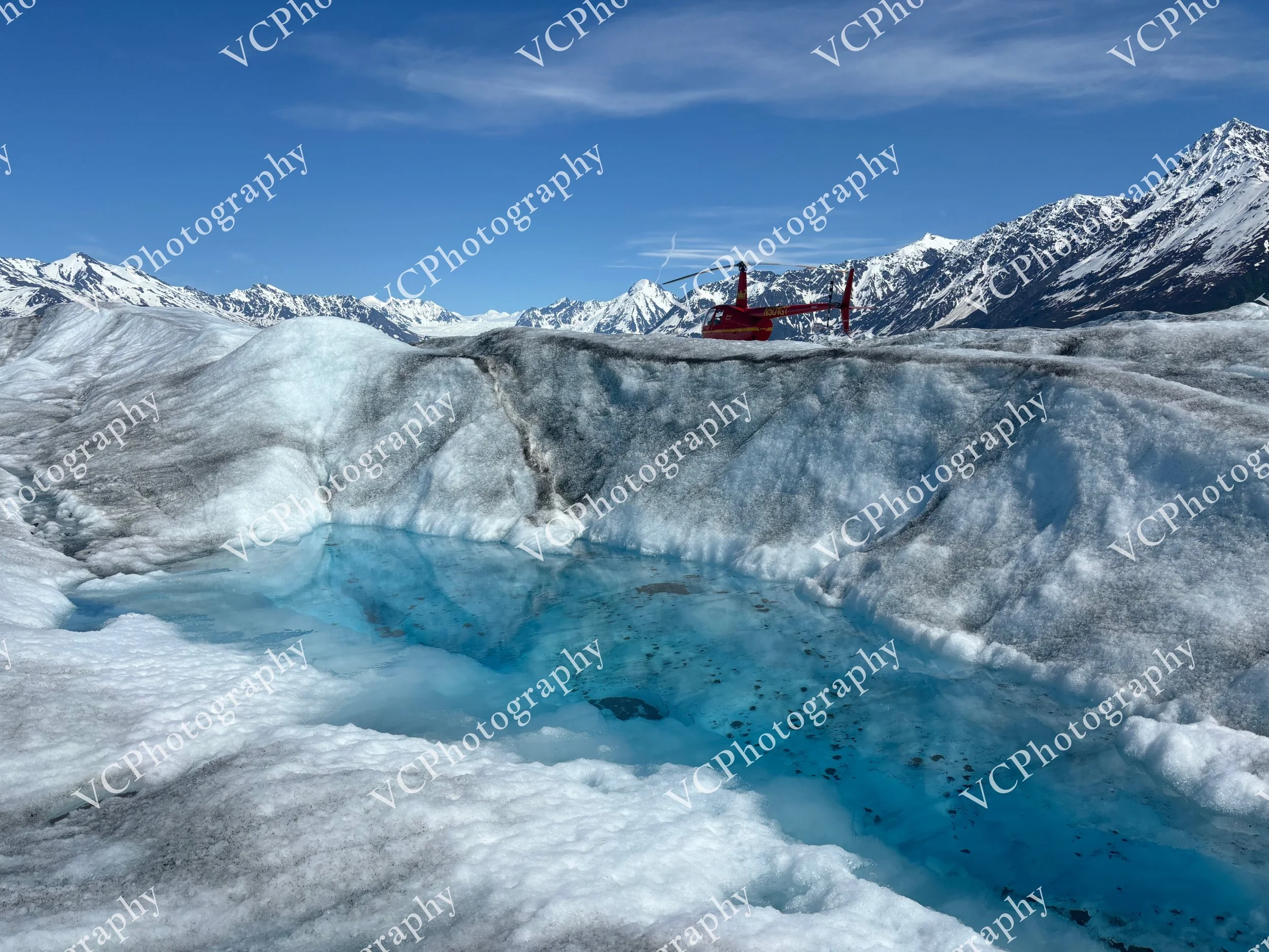 Helicopter Landing at Blue Lake